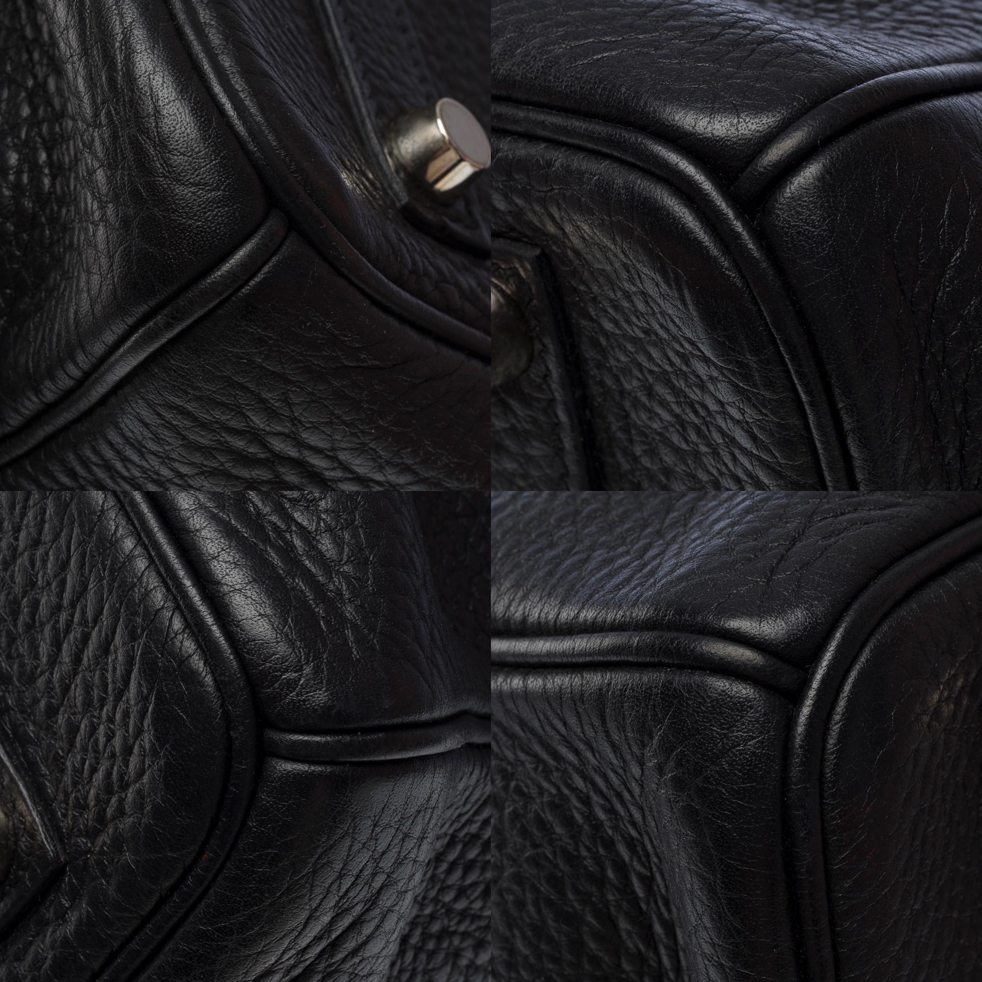 Stunning Hermes Birkin 35 handbag in Black Taurillon Clemence Calf leather, PHW For Sale 7