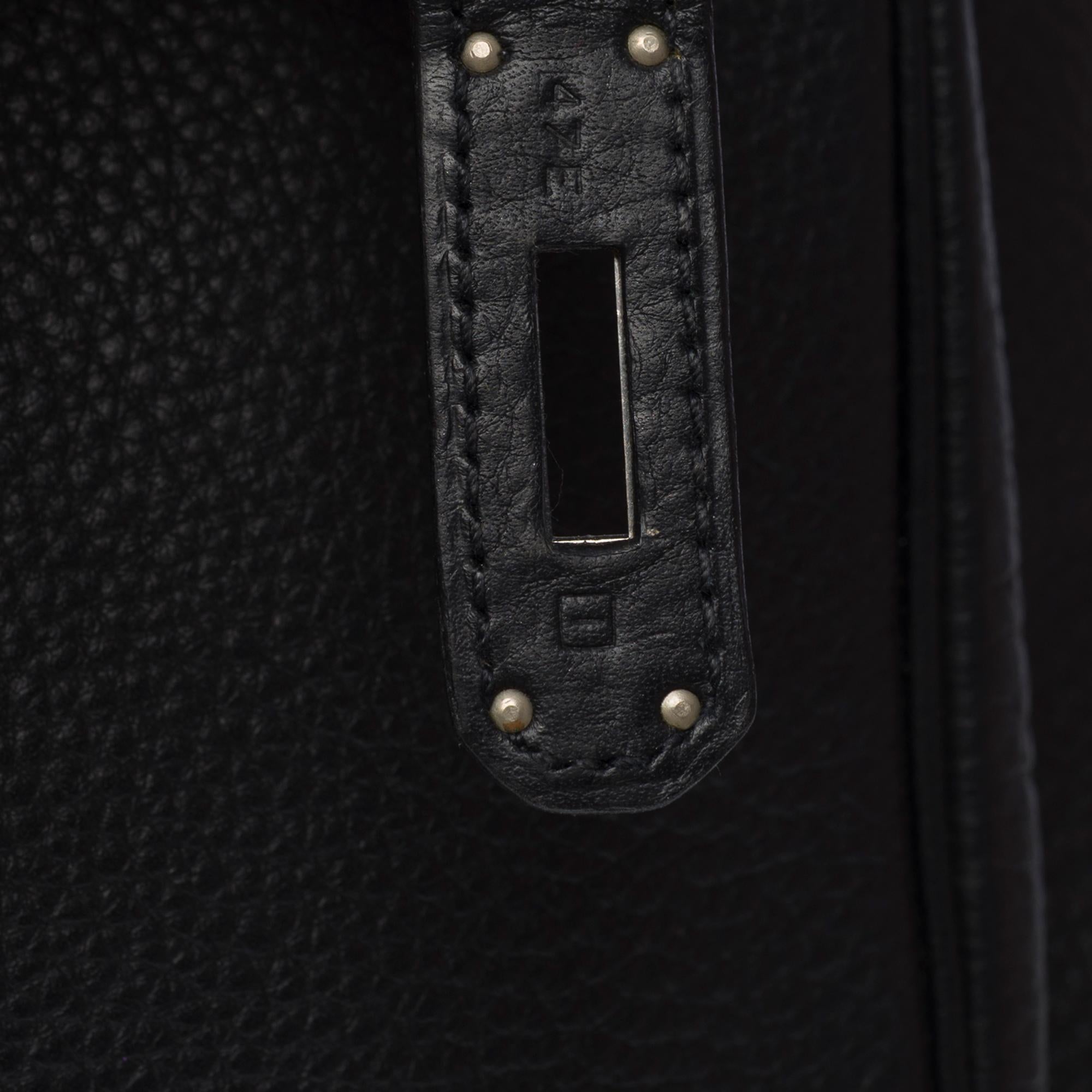 Stunning Hermes Birkin 35 handbag in Black Taurillon Clemence Calf leather, PHW For Sale 3