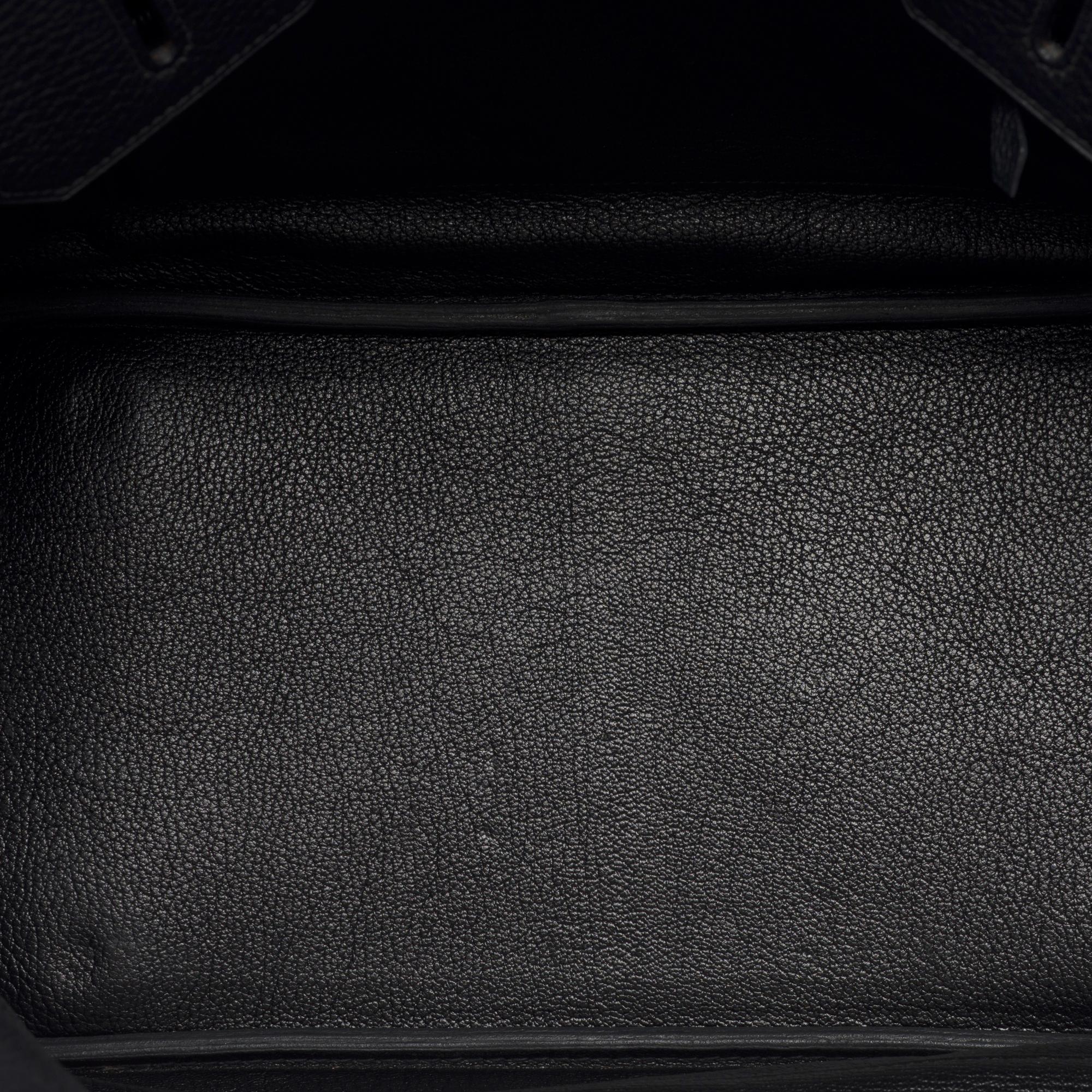 Stunning Hermes Birkin 35 handbag in Black Taurillon Clemence Calf leather, PHW For Sale 4