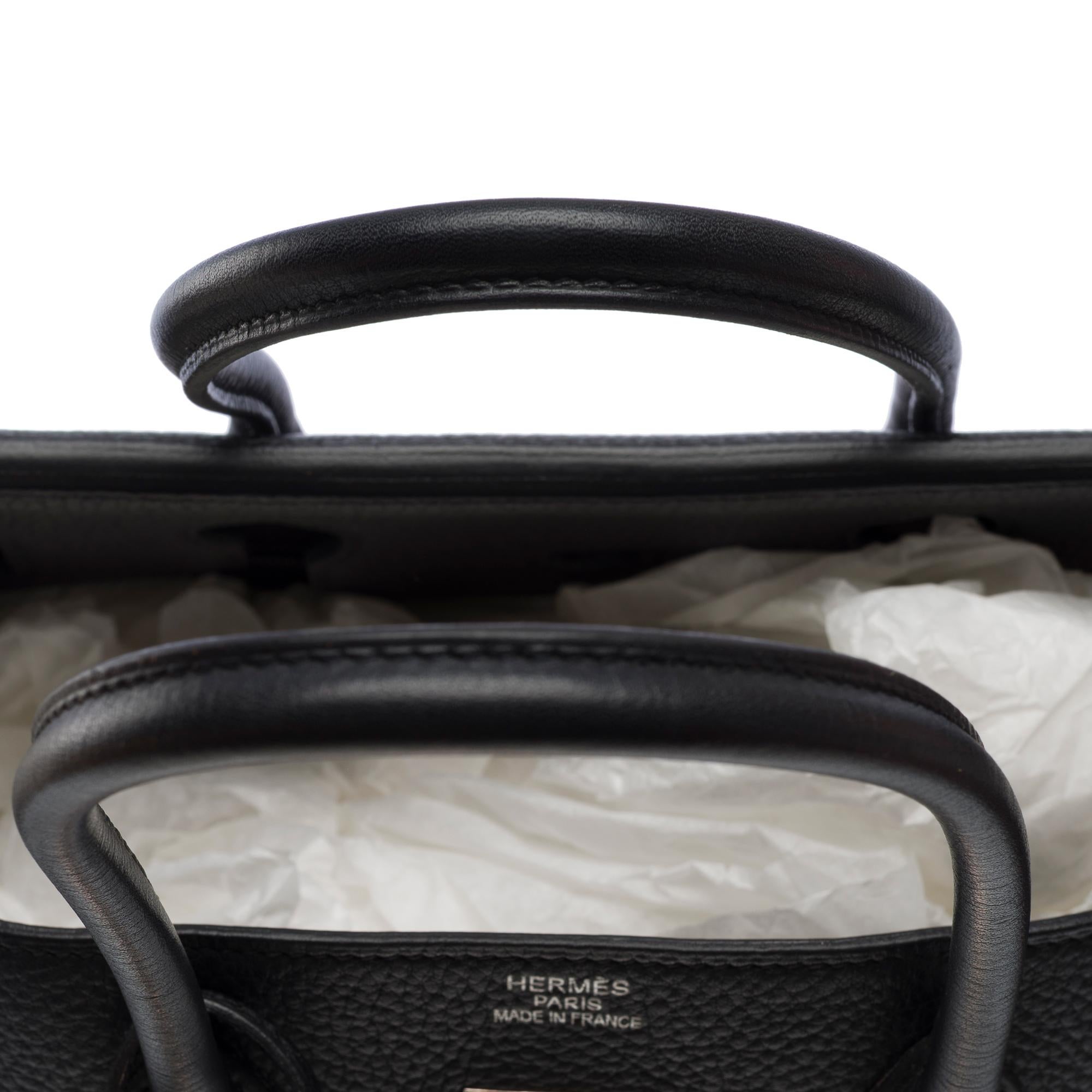 Stunning Hermes Birkin 35 handbag in Black Taurillon Clemence Calf leather, PHW For Sale 5