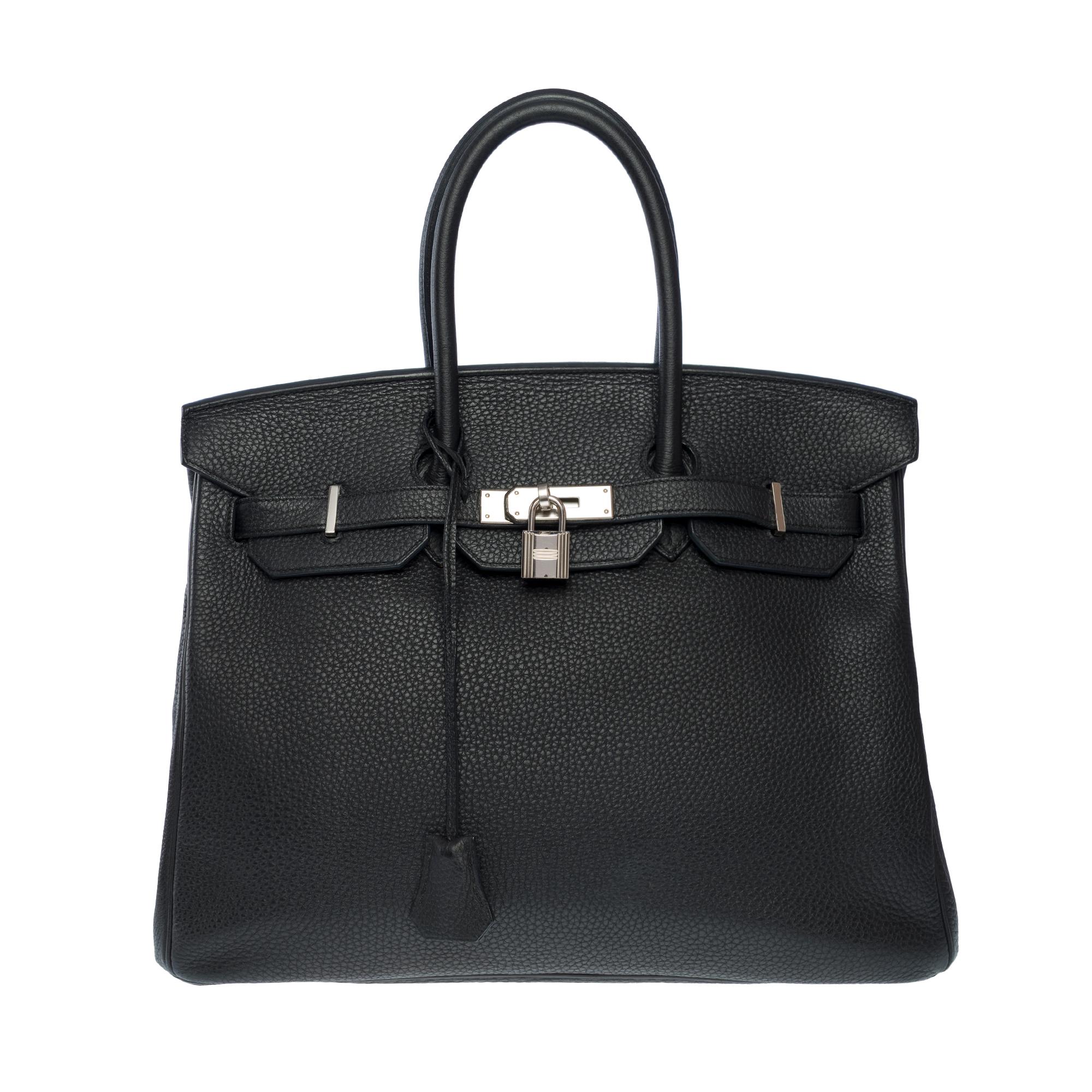 Stunning Hermes Birkin 35 handbag in Black Togo Calf leather, PHW In Excellent Condition In Paris, IDF