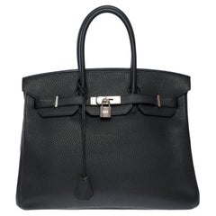 Stunning Hermes Birkin 35 handbag in Black Togo Calf leather, PHW