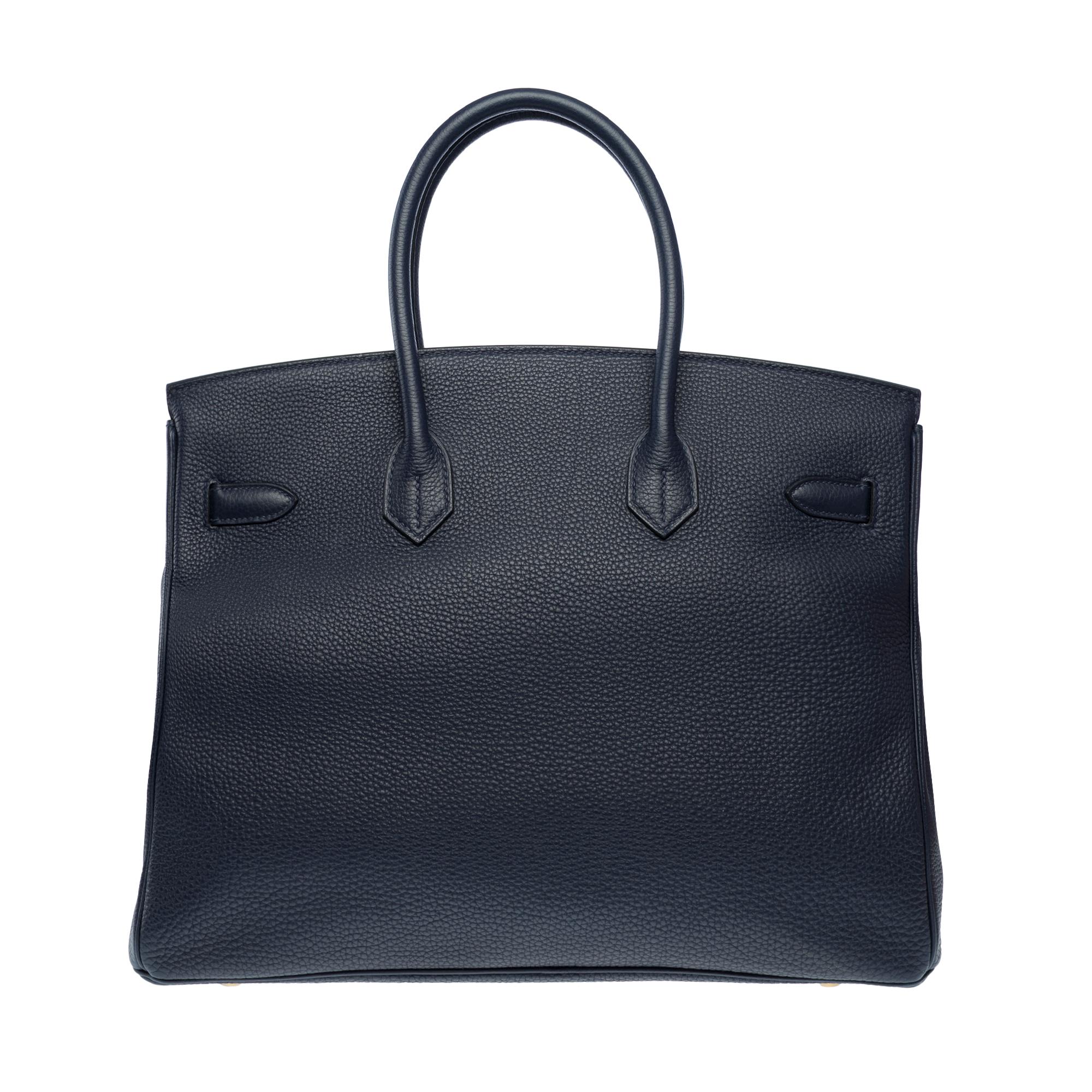Women's Stunning Hermes Birkin 35 handbag in Bleu Nuit Togo Calf leather, GHW For Sale