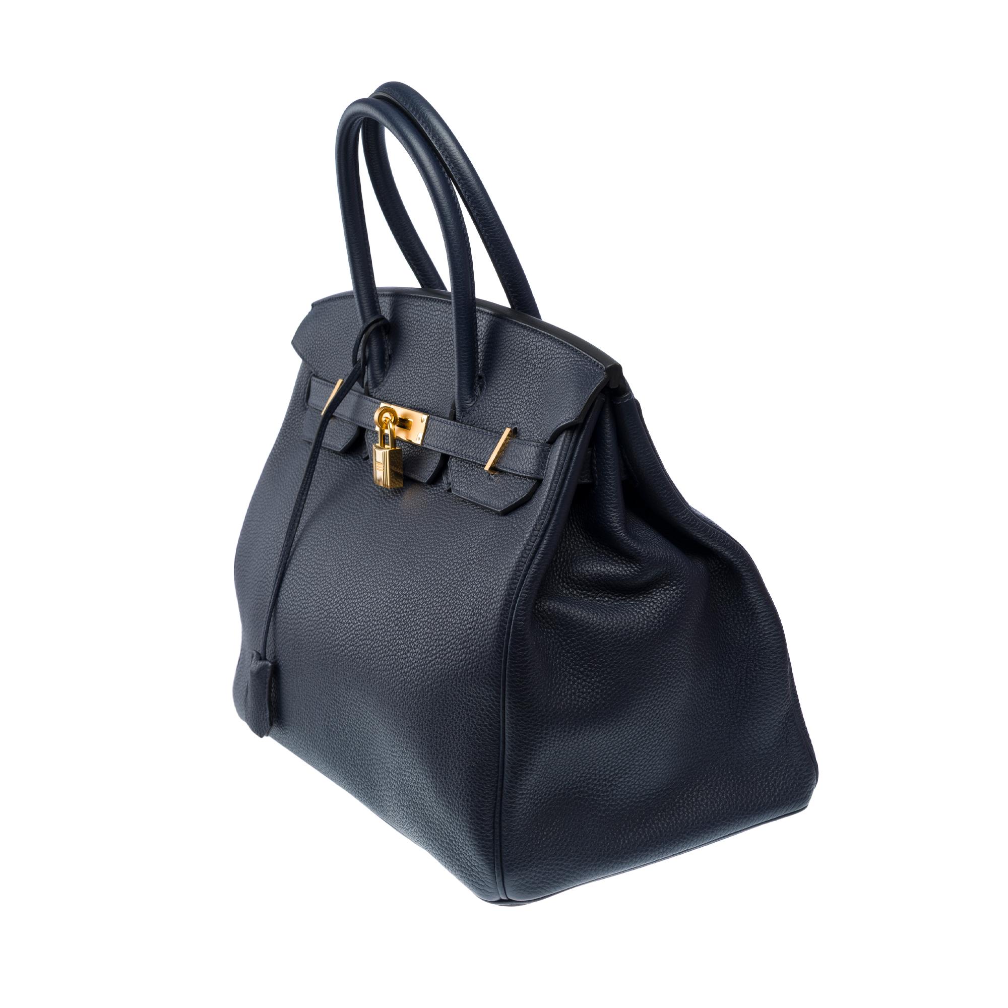 Stunning Hermes Birkin 35 handbag in Bleu Nuit Togo Calf leather, GHW For Sale 1