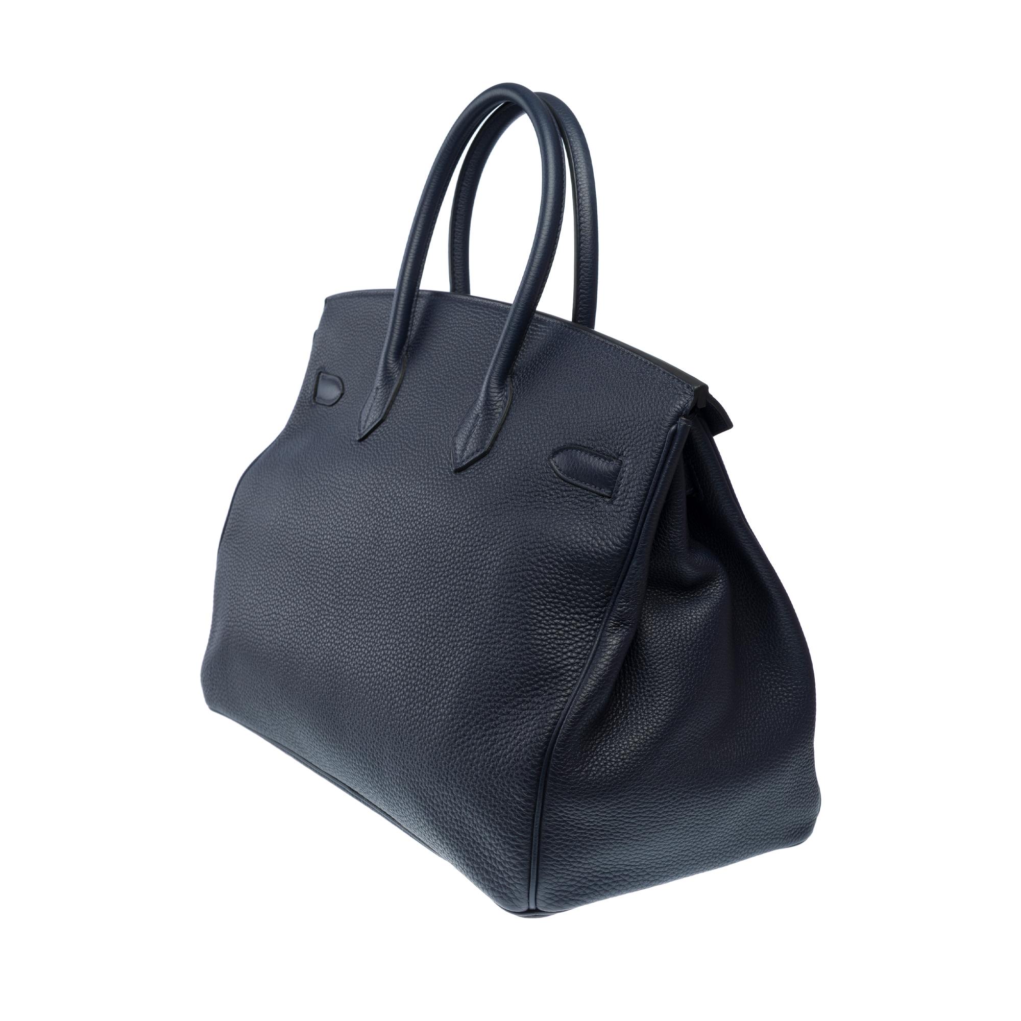 Stunning Hermes Birkin 35 handbag in Bleu Nuit Togo Calf leather, GHW For Sale 2