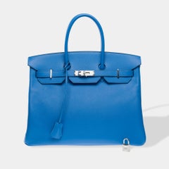 Stunning Hermès Birkin 35 handbag in Bleu Paradis Epsom Calf leather, PHW