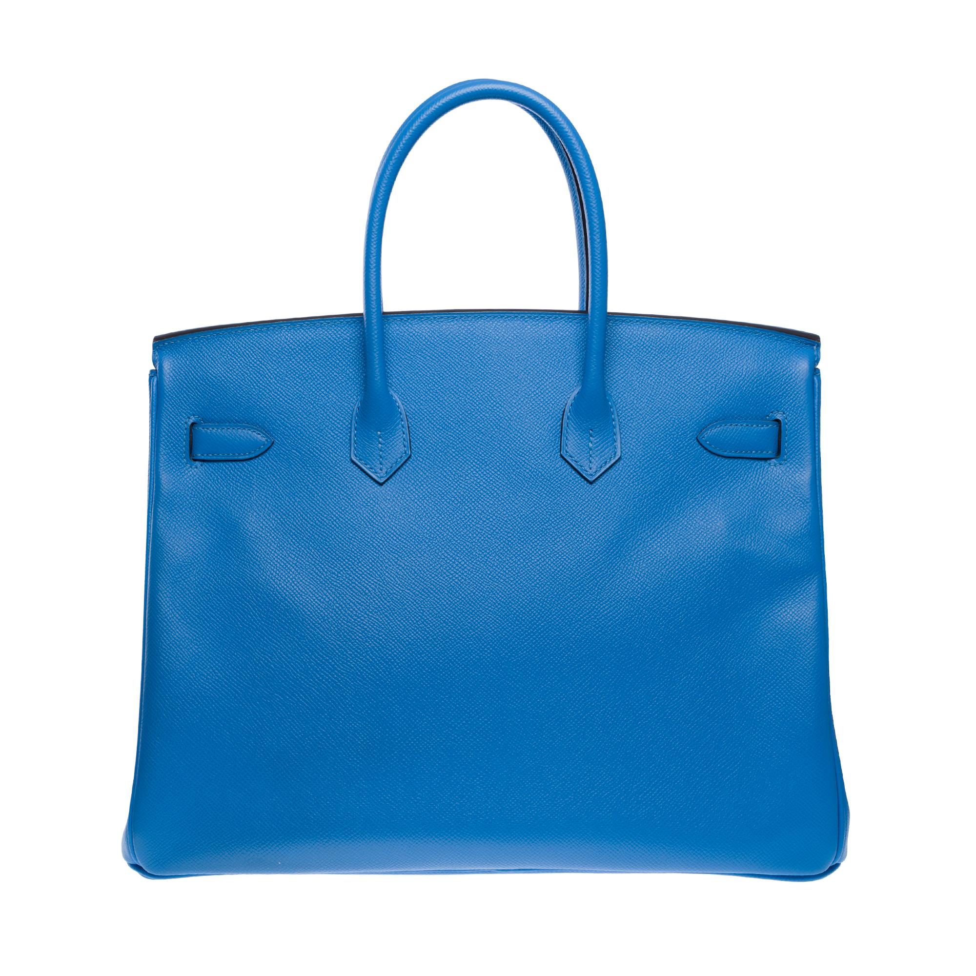 Stunning Hermès Birkin 35 handbag in Bleu Paradis Epsom Calf leather, PHW In Excellent Condition For Sale In Paris, IDF