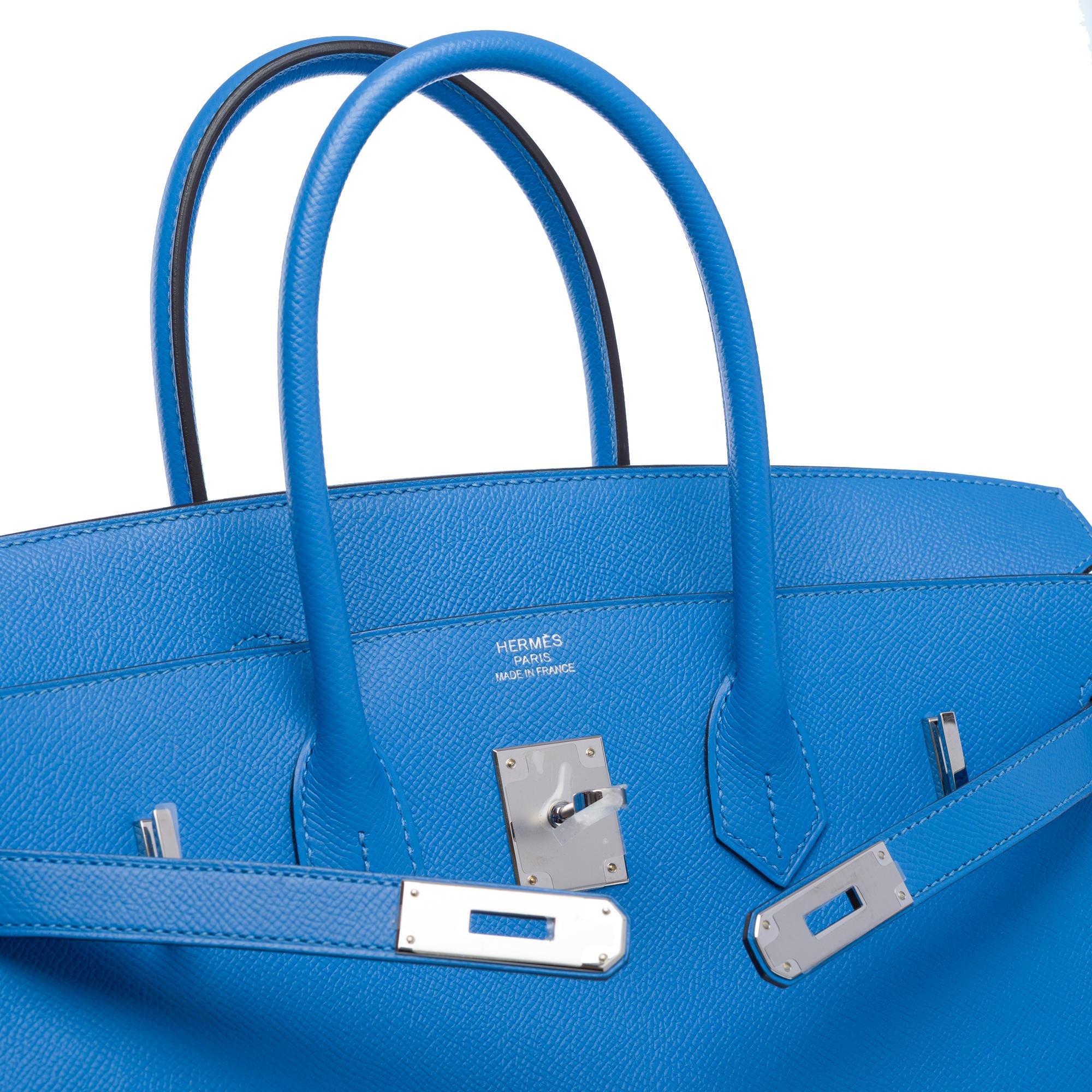 Stunning Hermès Birkin 35 handbag in Bleu Paradis Epsom Calf leather, PHW For Sale 2