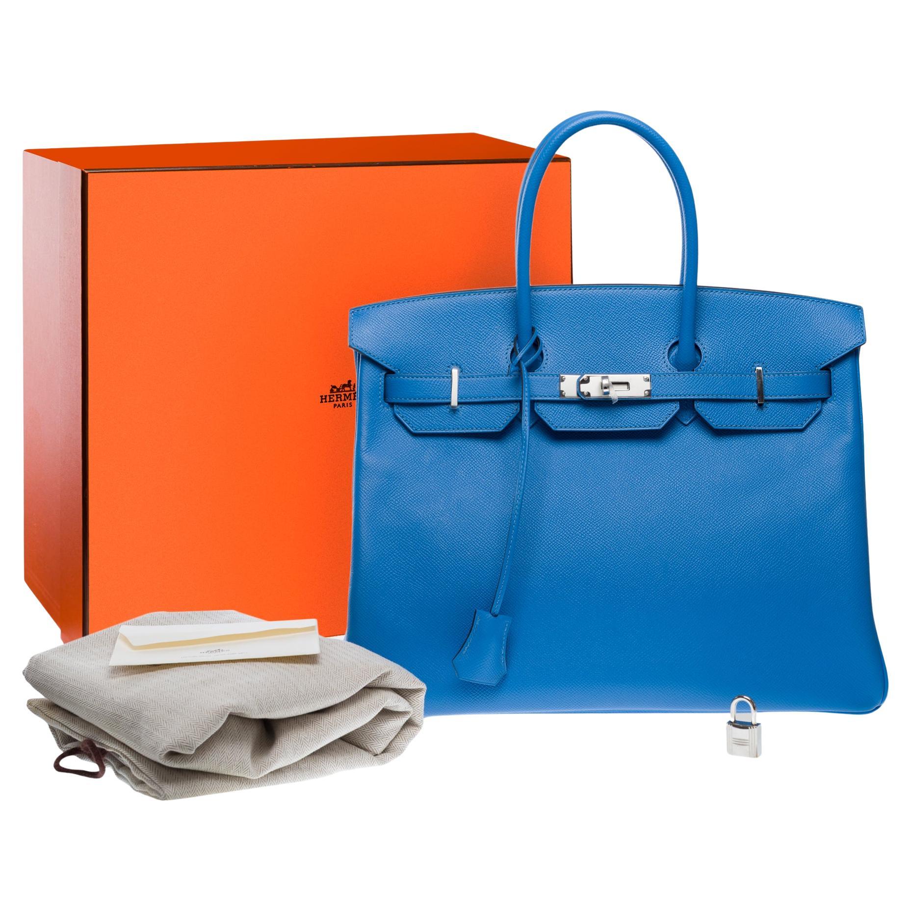 Stunning Hermès Birkin 35 handbag in Bleu Paradis Epsom Calf leather, PHW For Sale