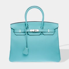 Stunning Hermès Birkin 35 handbag in Blue Atoll Togo Calf leather, PHW