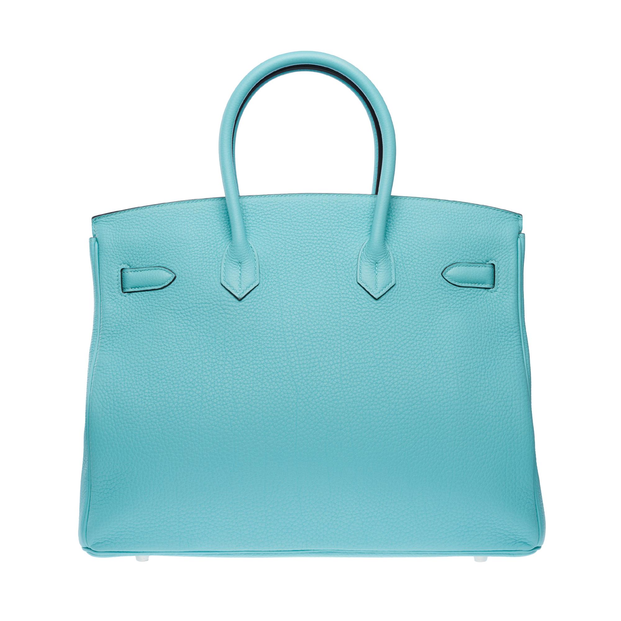 Women's or Men's Stunning Hermès Birkin 35 handbag in Blue Atoll Togo Calf leather, PHW For Sale