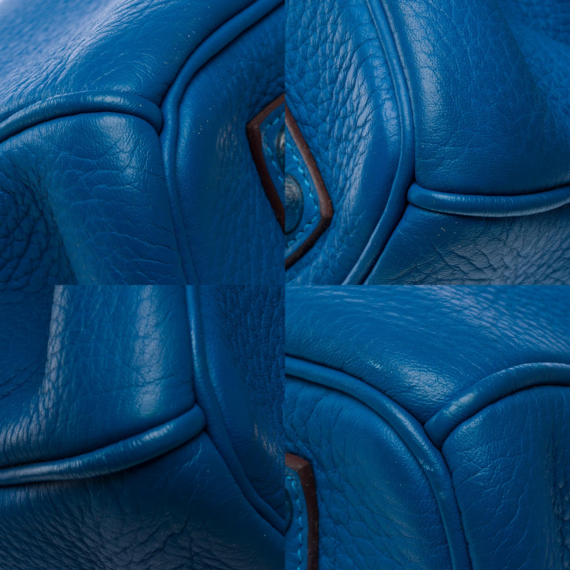 Stunning Hermès Birkin 35 handbag in Blue Izmir Togo Calf leather, PHW For Sale 9