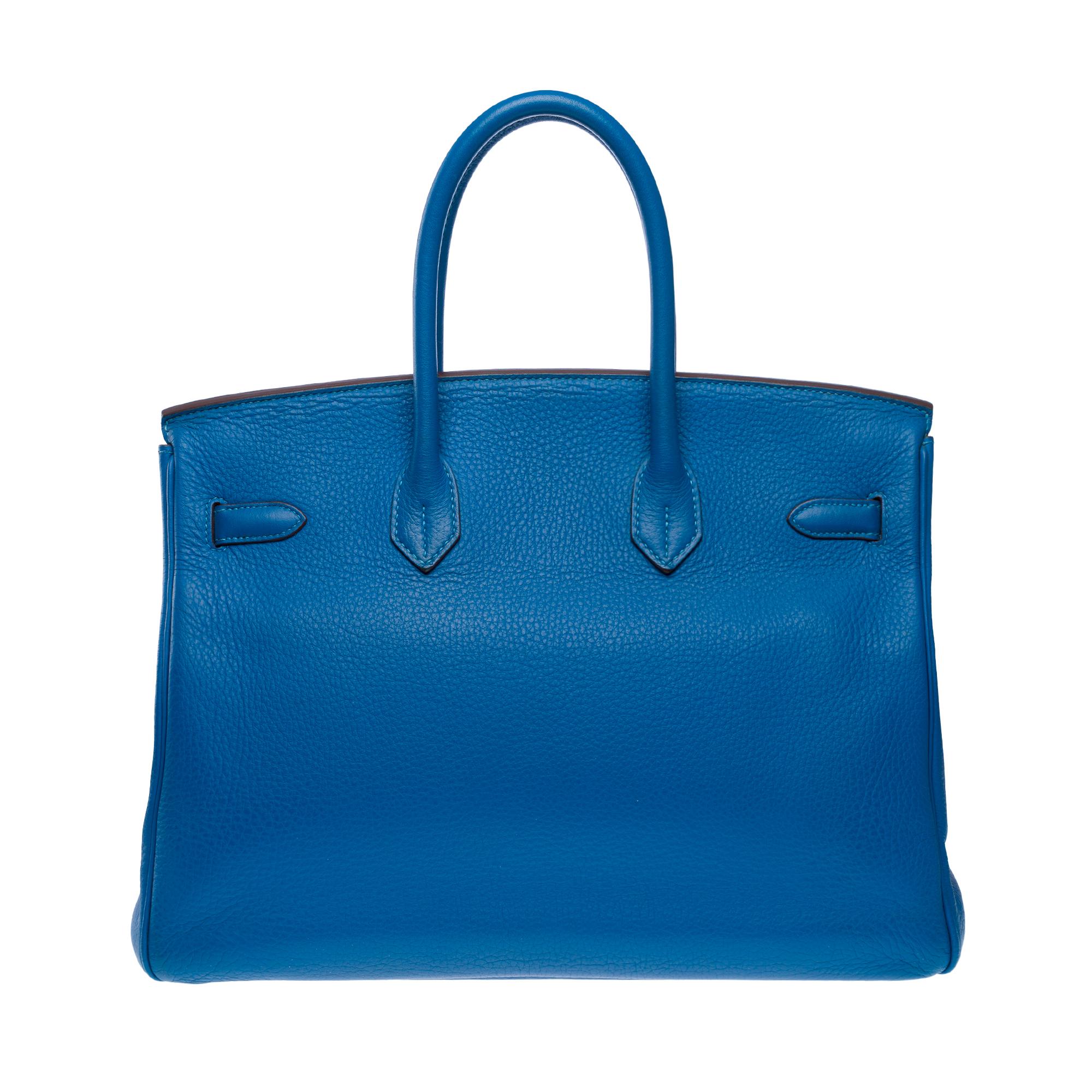 Stunning Hermès Birkin 35 handbag in Blue Izmir Togo Calf leather, PHW For Sale 1