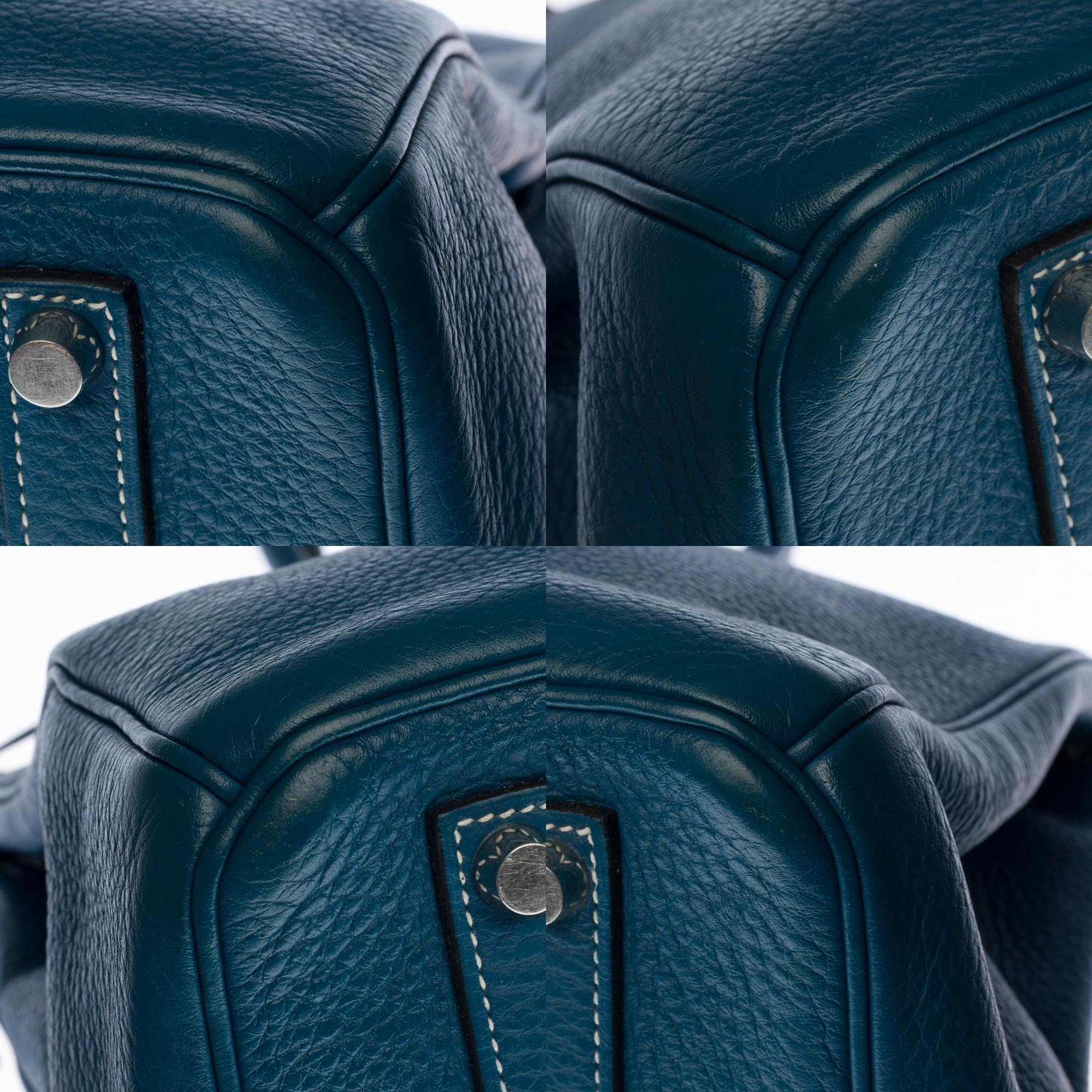 Stunning Hermès Birkin 35 handbag in Blue Thalassa Taurillon leather, SHW 5