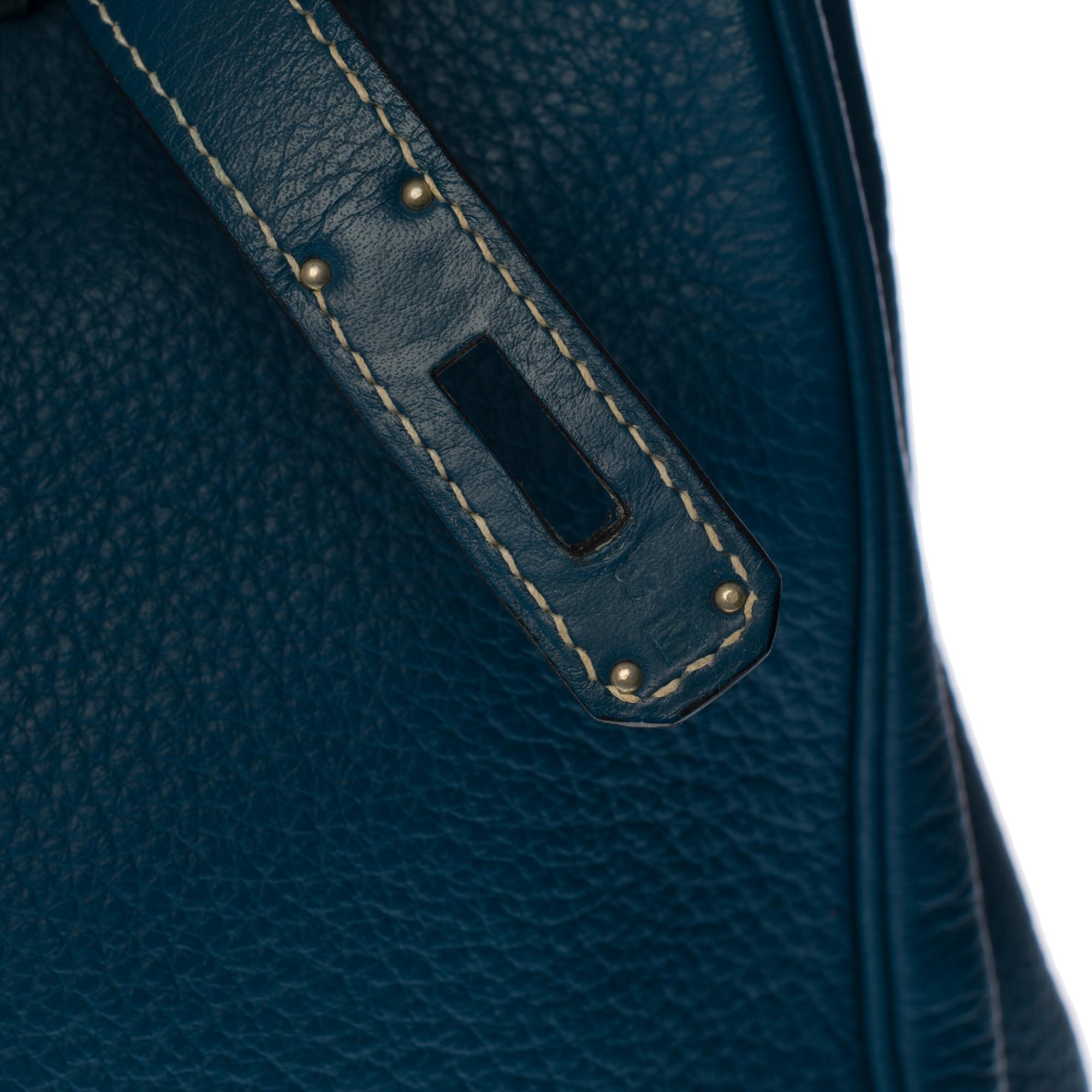 Stunning Hermès Birkin 35 handbag in Blue Thalassa Taurillon leather, SHW 1