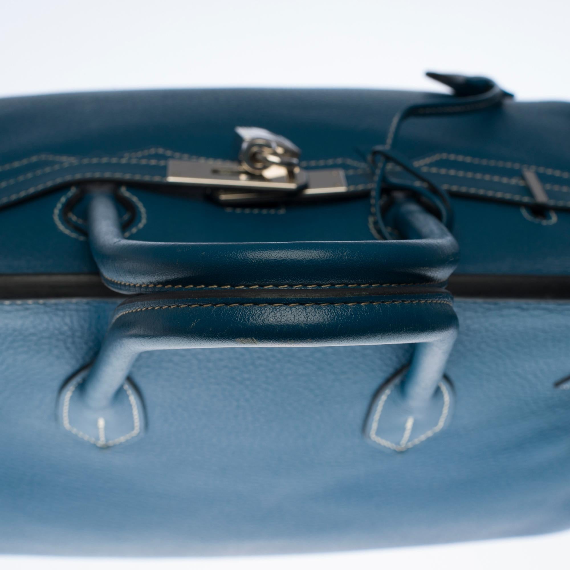 Stunning Hermès Birkin 35 handbag in Blue Thalassa Taurillon leather, SHW 3