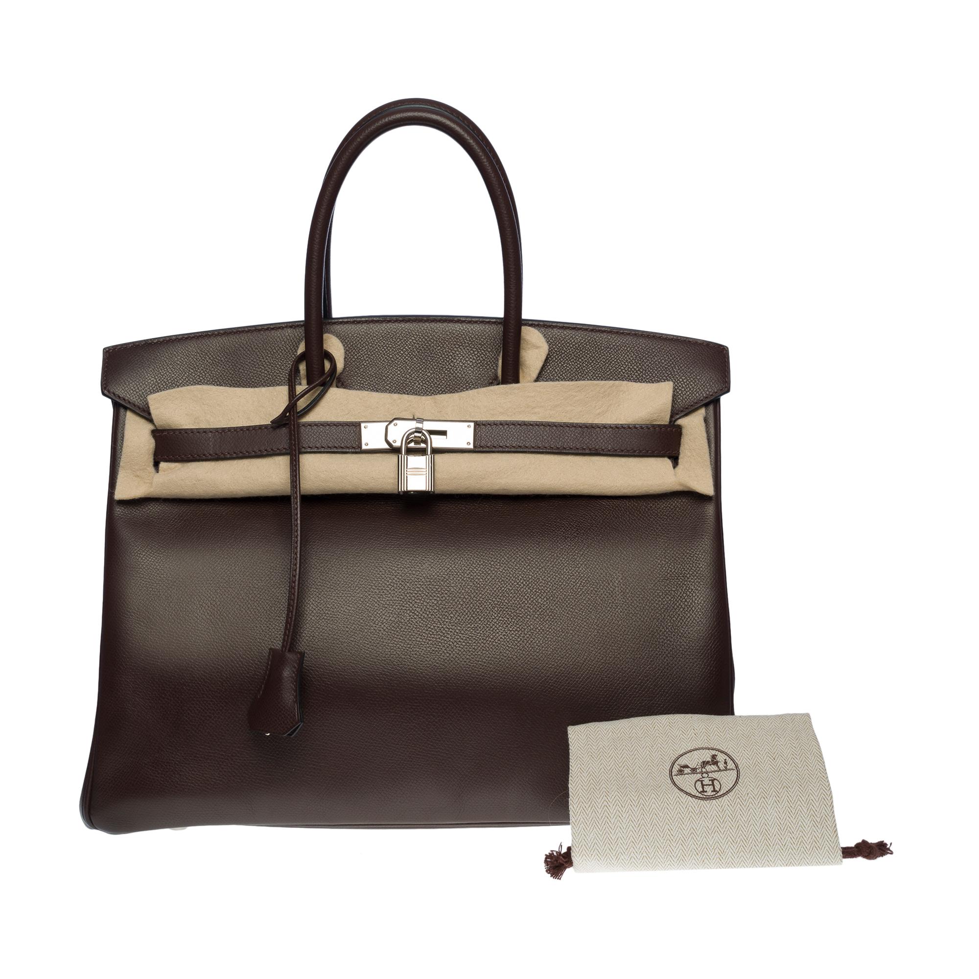 Stunning Hermès Birkin 35 handbag in Brown Epsom leather, SHW 5