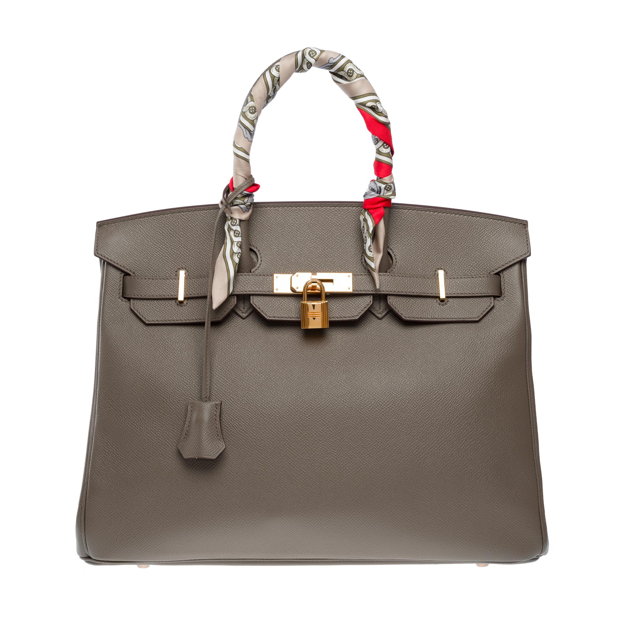 Stunning Hermès Birkin 35 handbag in etoupe Epsom leather, RGHW In Excellent Condition For Sale In Paris, IDF
