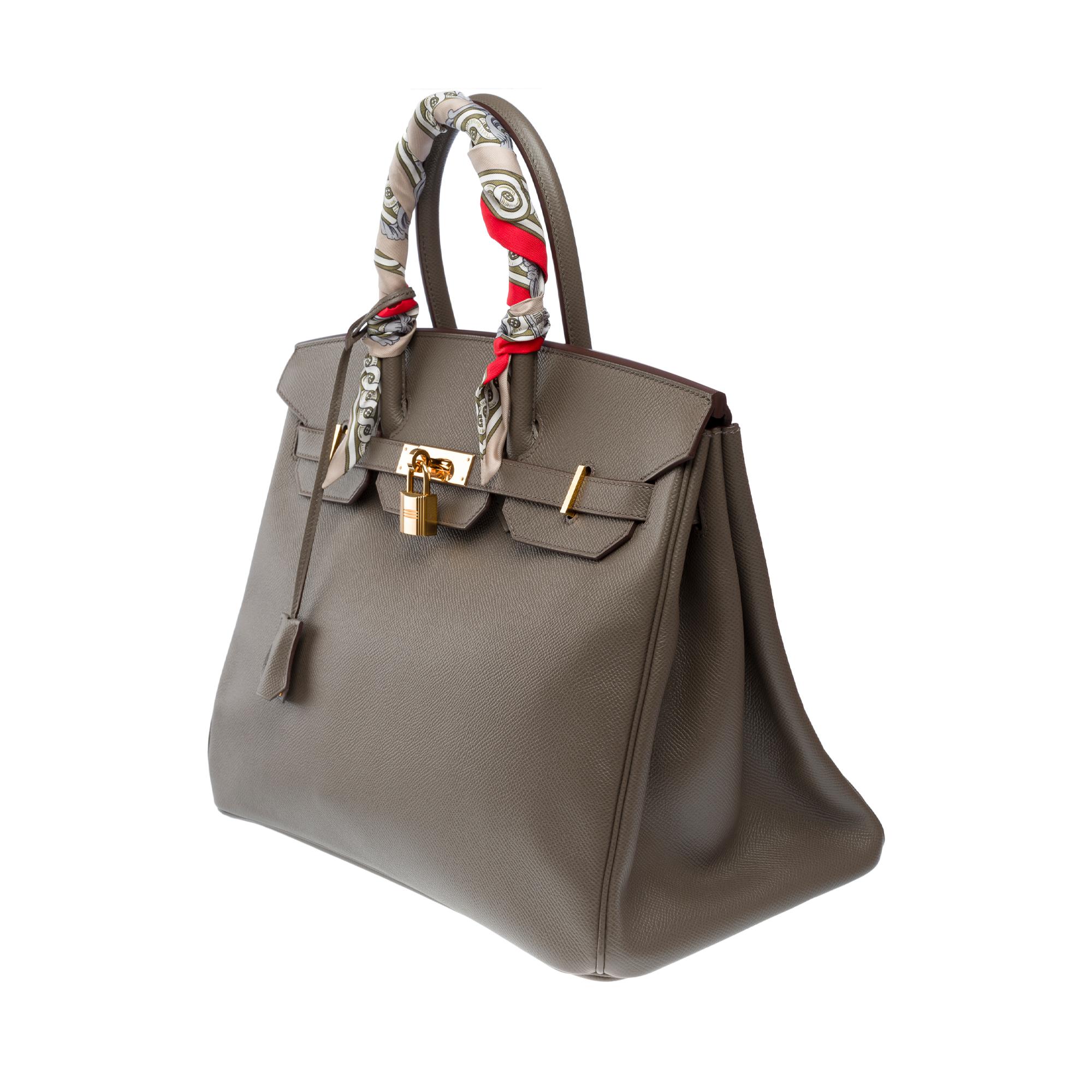 Stunning Hermès Birkin 35 handbag in etoupe Epsom leather, RGHW For Sale 1