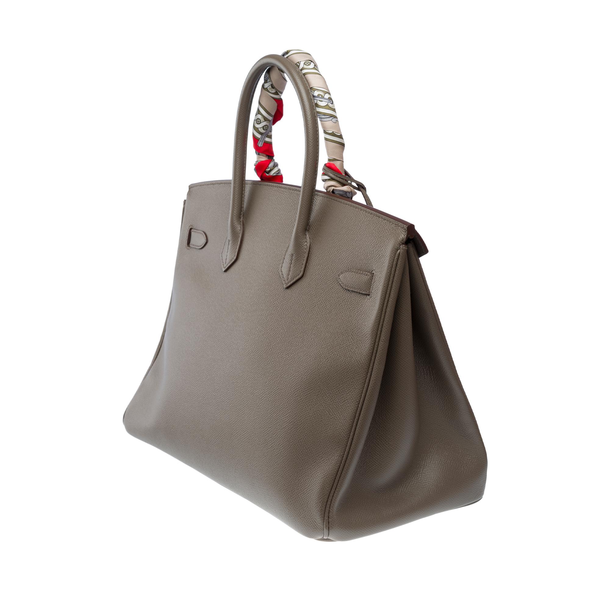 Stunning Hermès Birkin 35 handbag in etoupe Epsom leather, RGHW For Sale 2