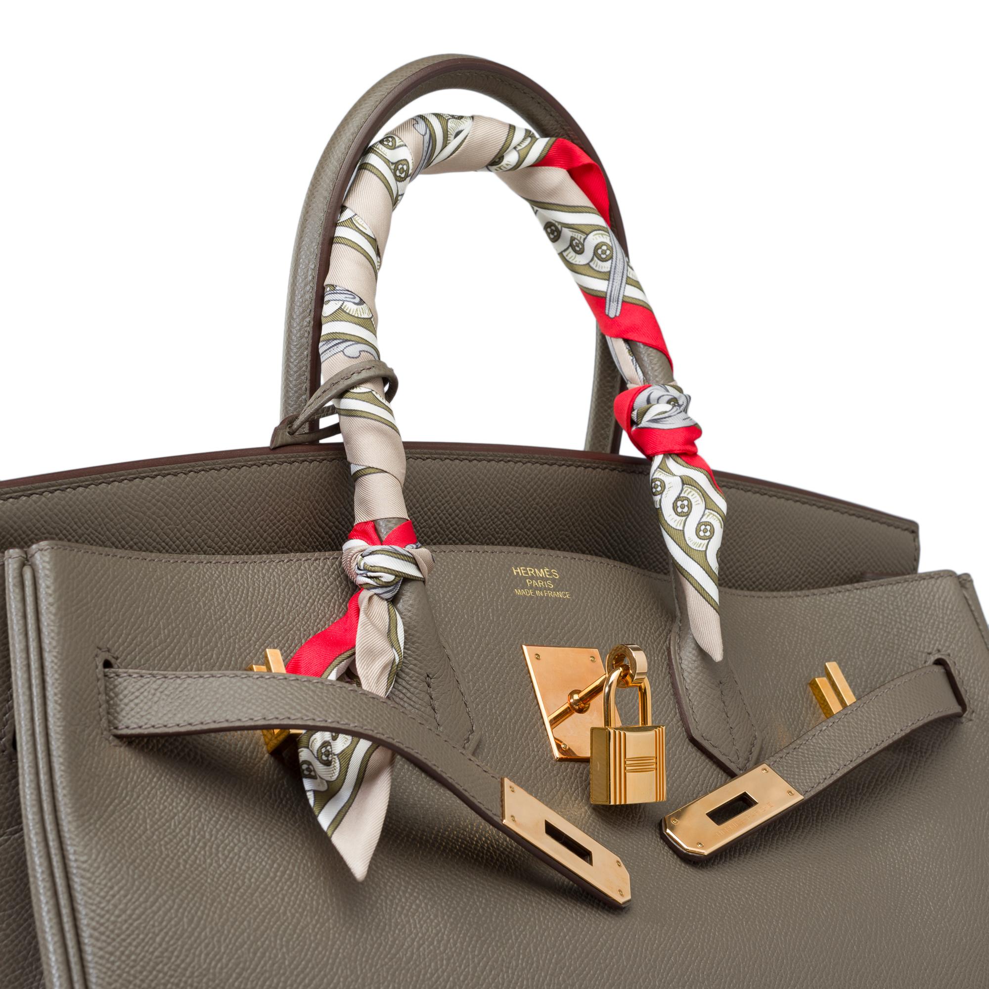 Stunning Hermès Birkin 35 handbag in etoupe Epsom leather, RGHW For Sale 3