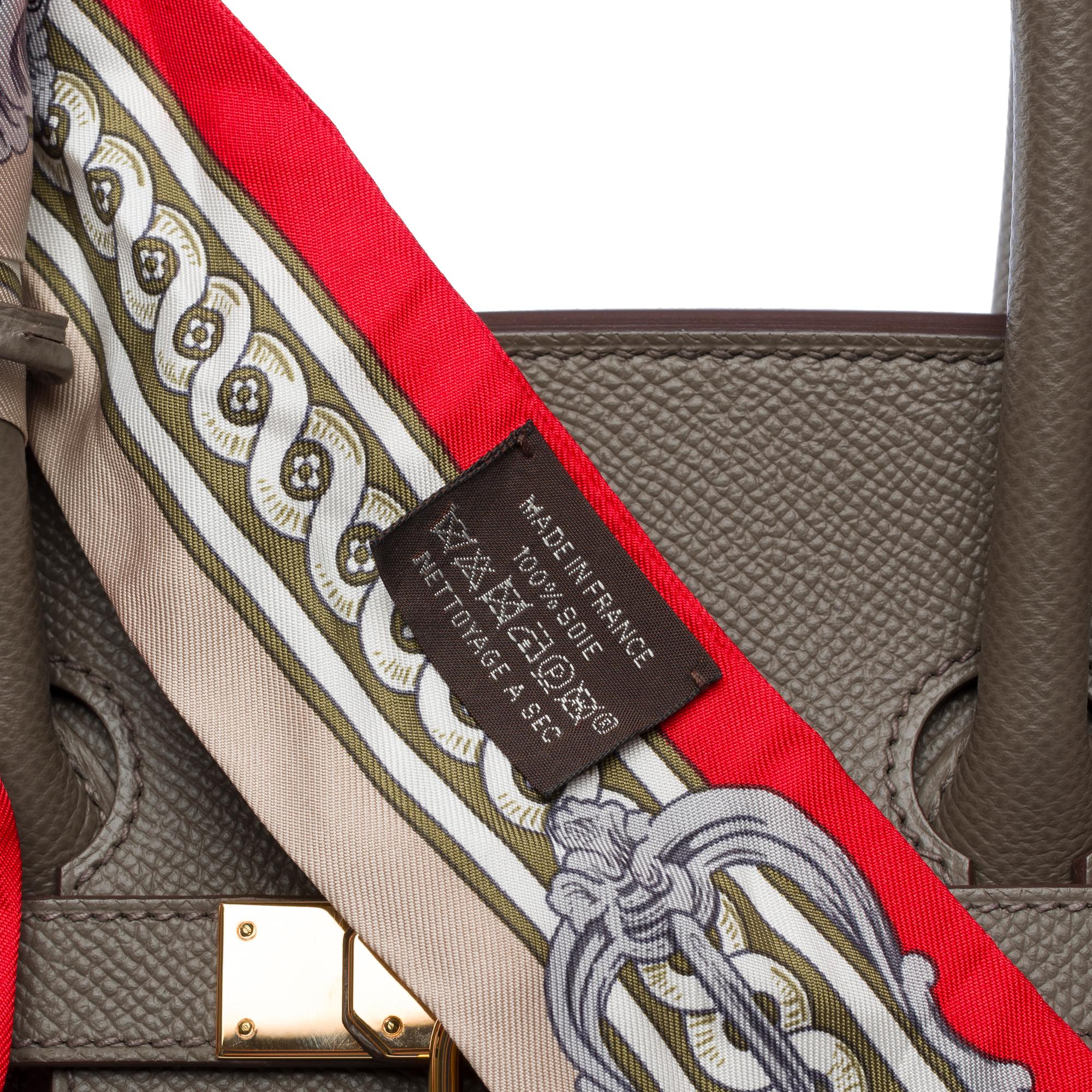Stunning Hermès Birkin 35 handbag in etoupe Epsom leather, RGHW For Sale 4