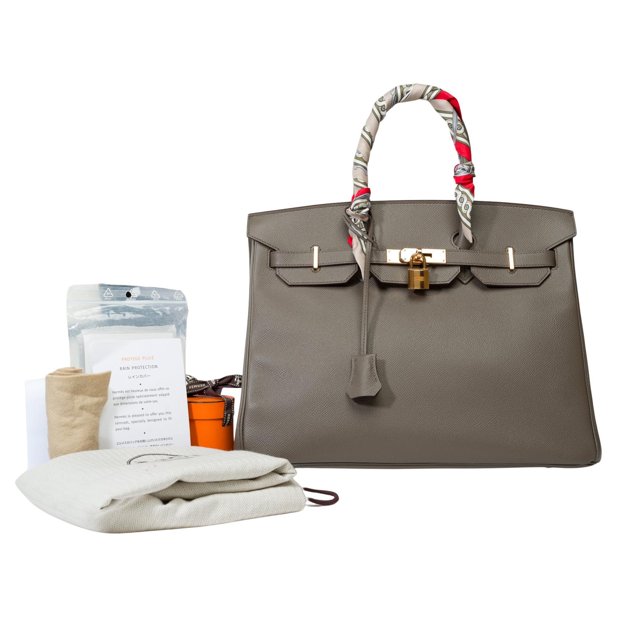 Stunning Hermès Birkin 35 handbag in etoupe Epsom leather, RGHW For Sale