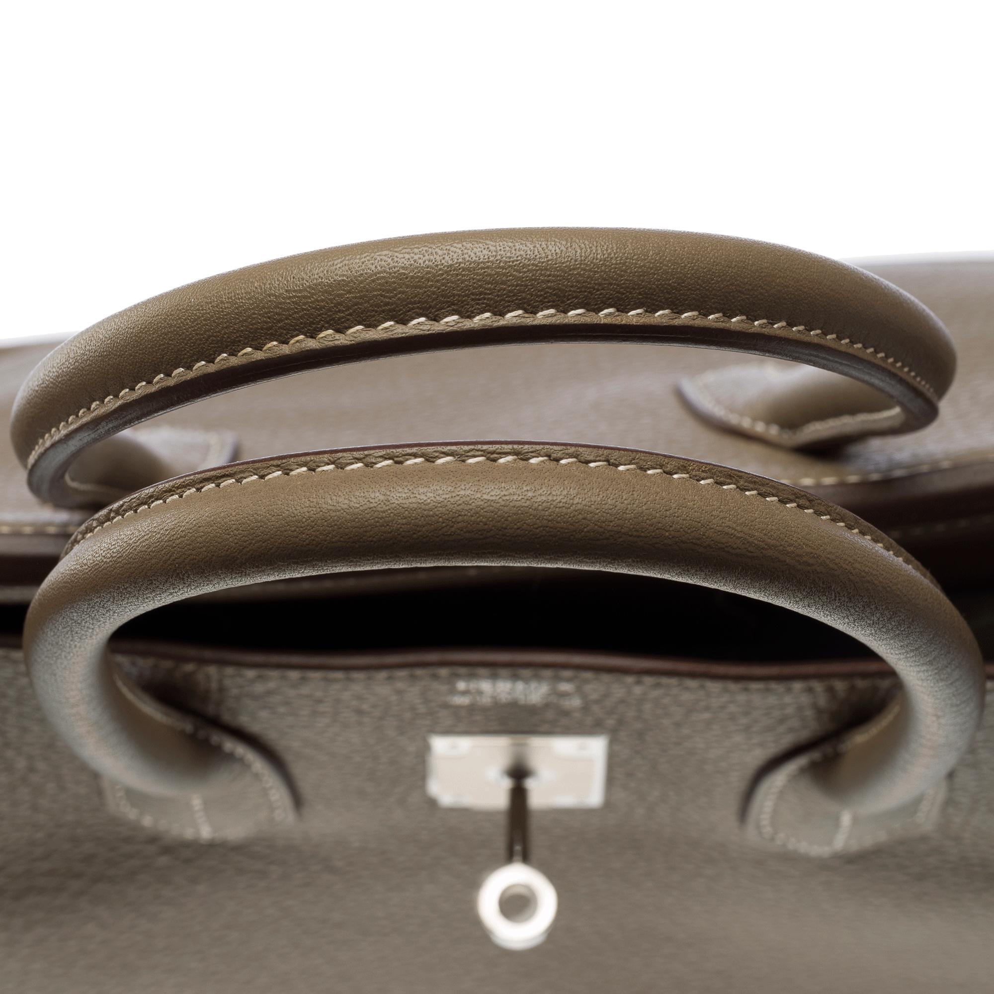 Stunning Hermès Birkin 35 handbag in Etoupe Taurillon Clemence calf leather, PHW For Sale 5