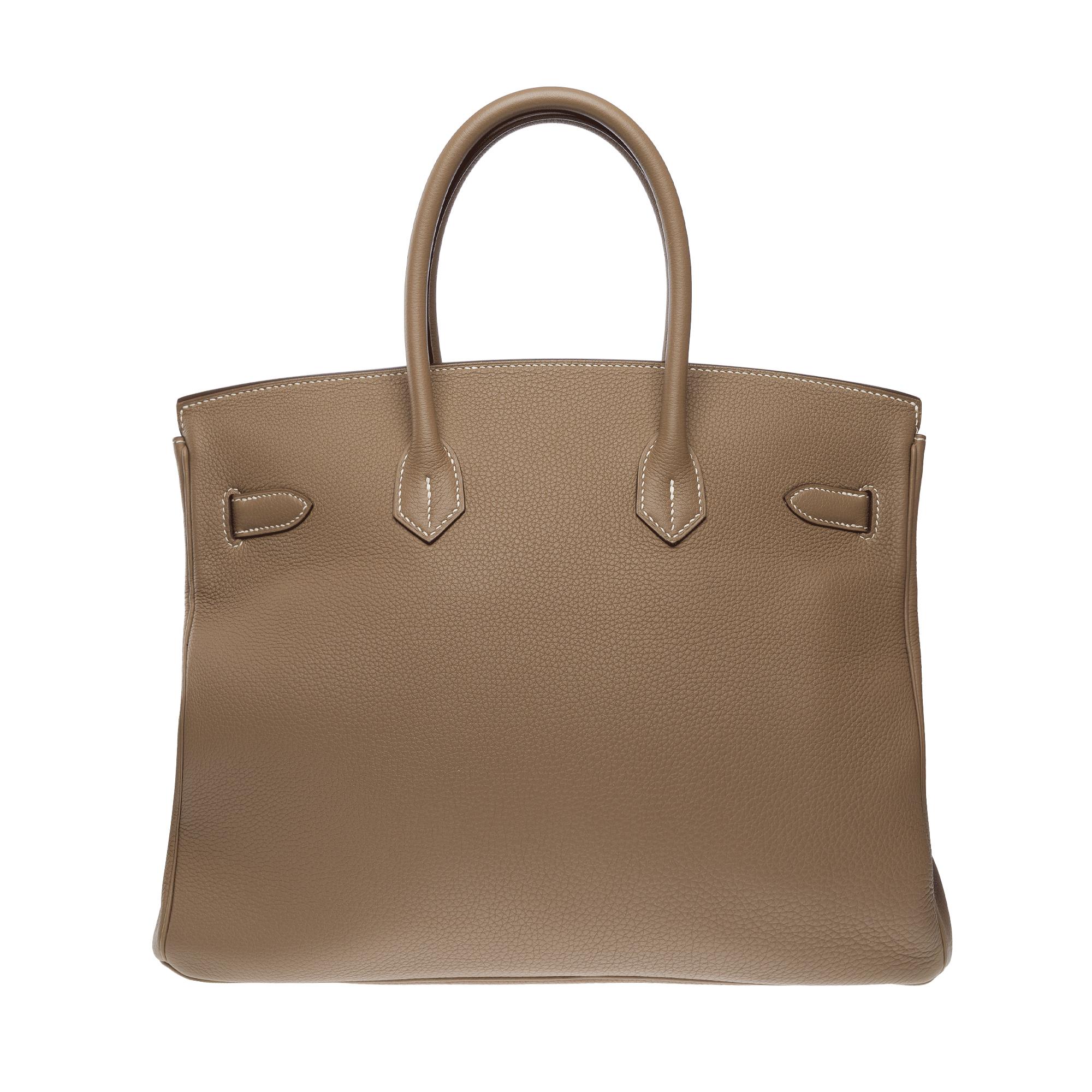 Women's or Men's Stunning Hermès Birkin 35 handbag in Etoupe Togo calf leather, GHW