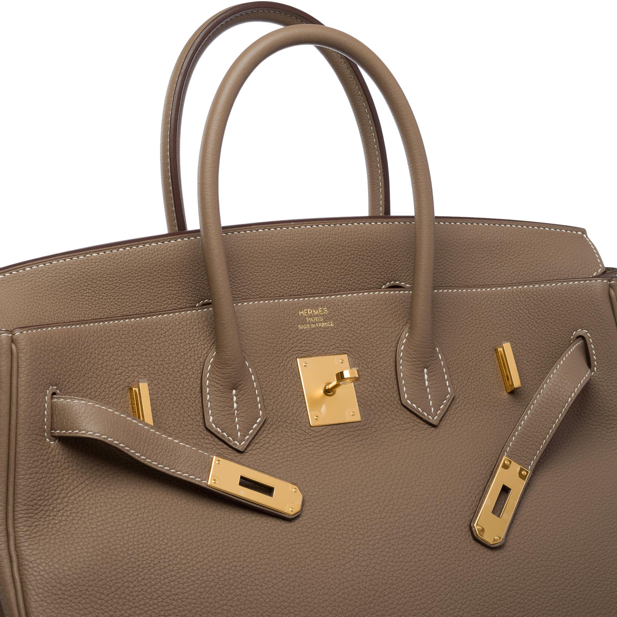 Stunning Hermès Birkin 35 handbag in Etoupe Togo calf leather, GHW 3
