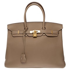 Stunning Hermès Birkin 35 handbag in Etoupe Togo calf leather, GHW