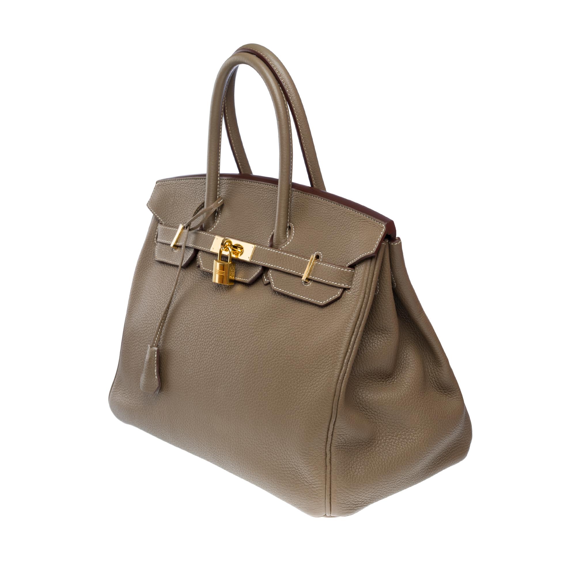 Stunning Hermès Birkin 35 handbag in Etoupe Togo leather, GHW In Excellent Condition In Paris, IDF