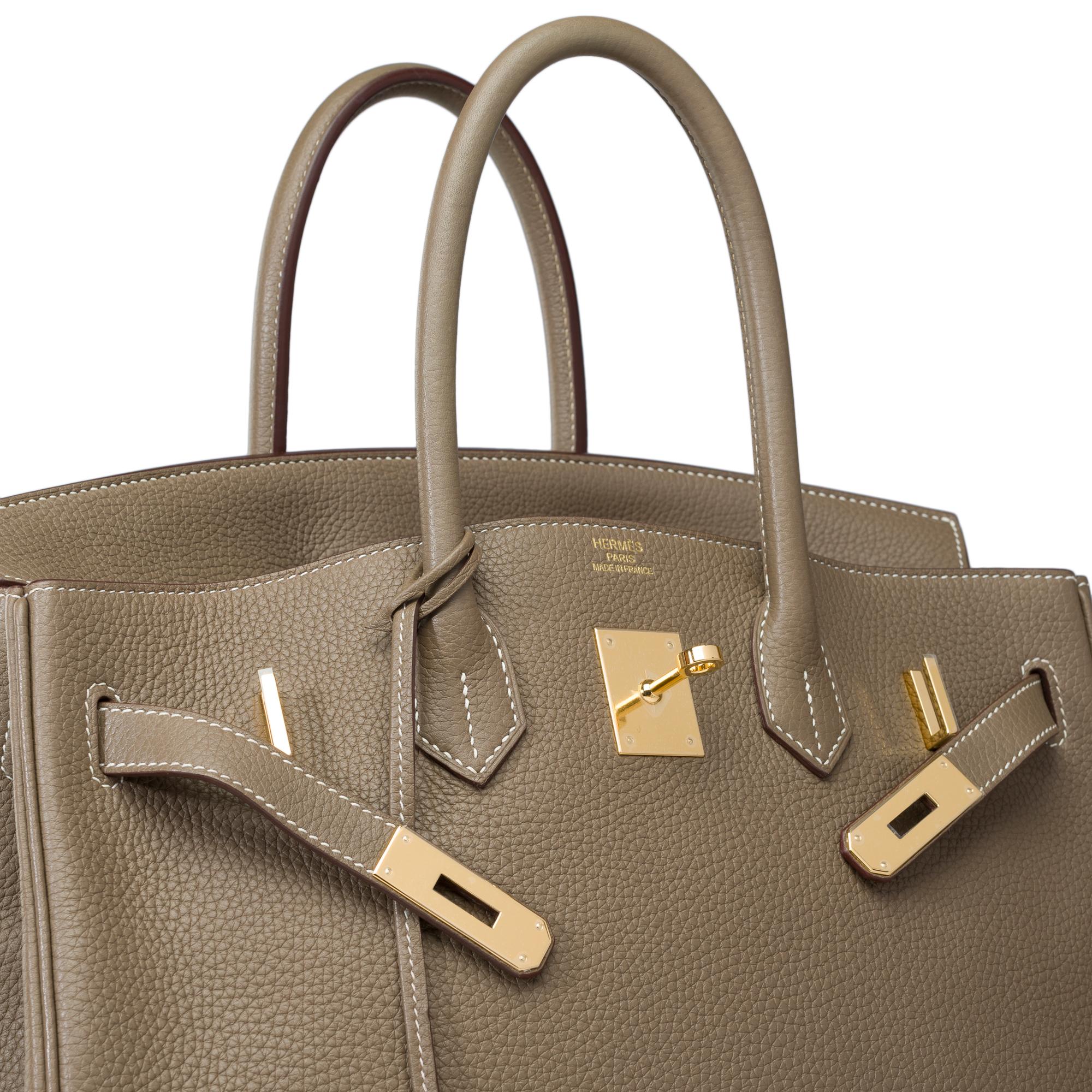 Stunning Hermès Birkin 35 handbag in Etoupe Togo leather, GHW 1