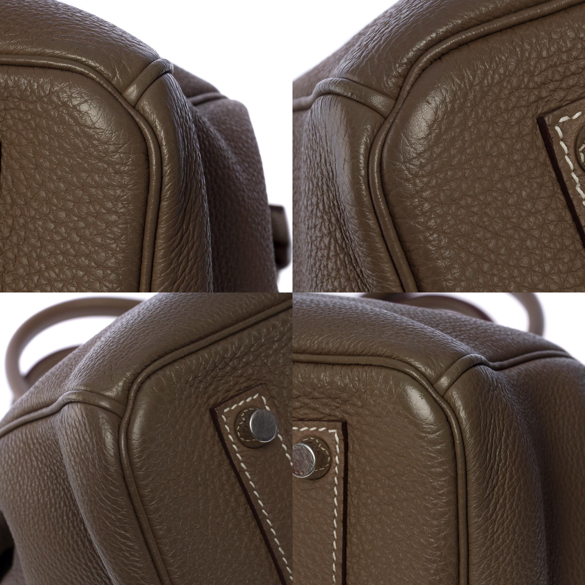 Superbe sac à main Hermès Birkin 35 en cuir etoupe Togo, SHW 7