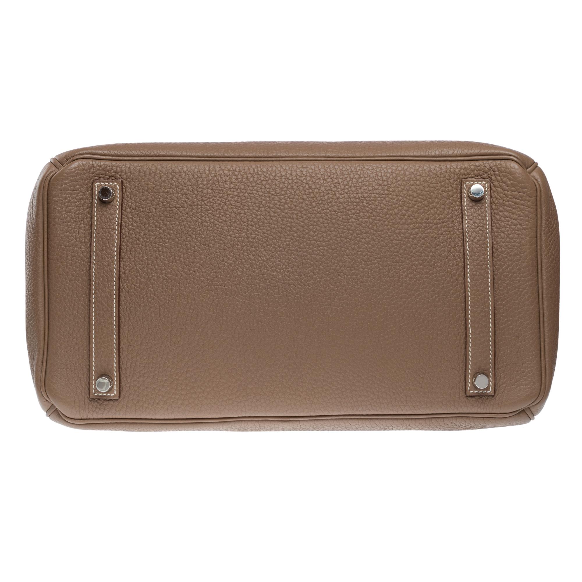 Stunning Hermès Birkin 35 handbag in etoupe Togo leather, SHW 8