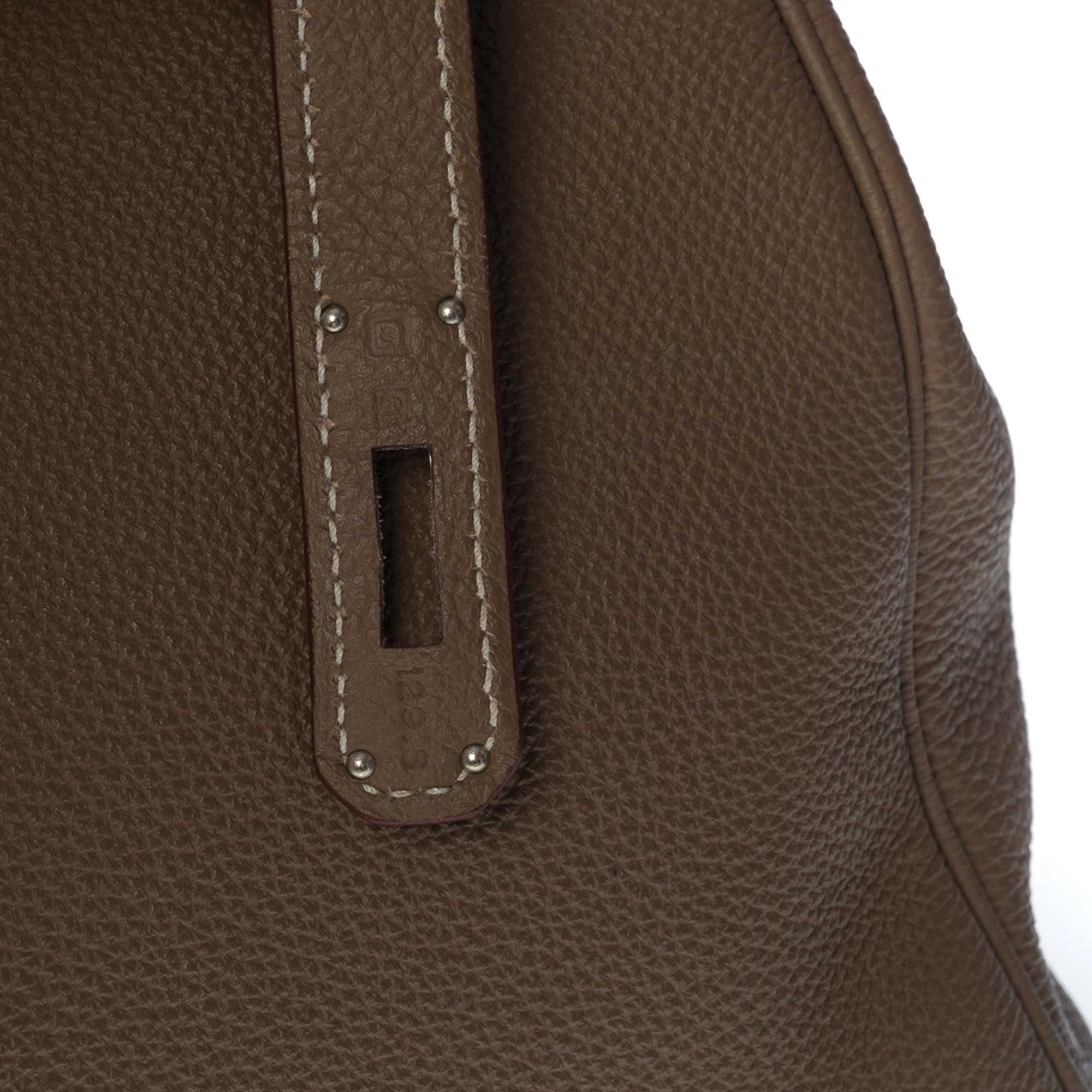 Superbe sac à main Hermès Birkin 35 en cuir etoupe Togo, SHW 3