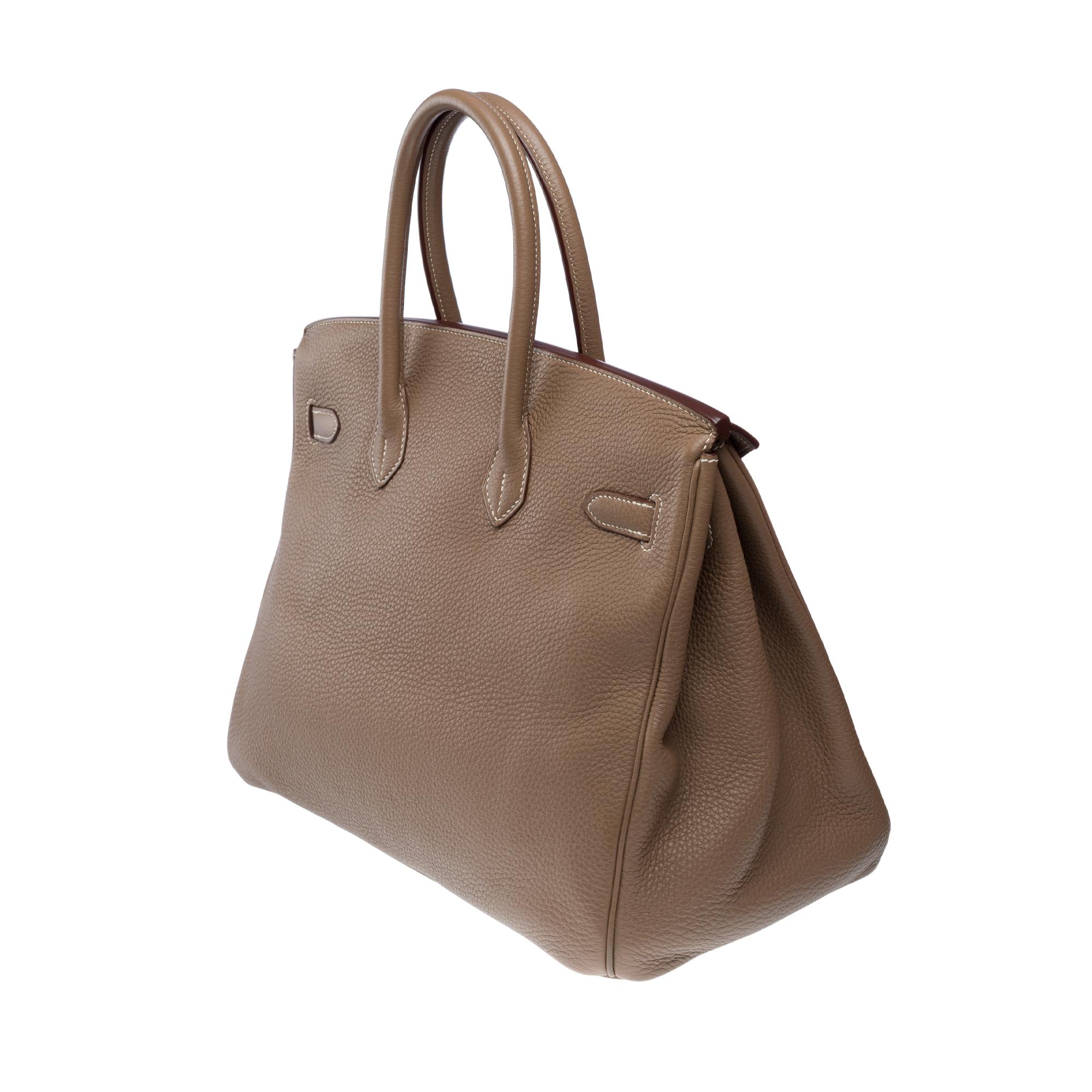 Stunning Hermès Birkin 35 handbag in etoupe Togo leather, SHW 3