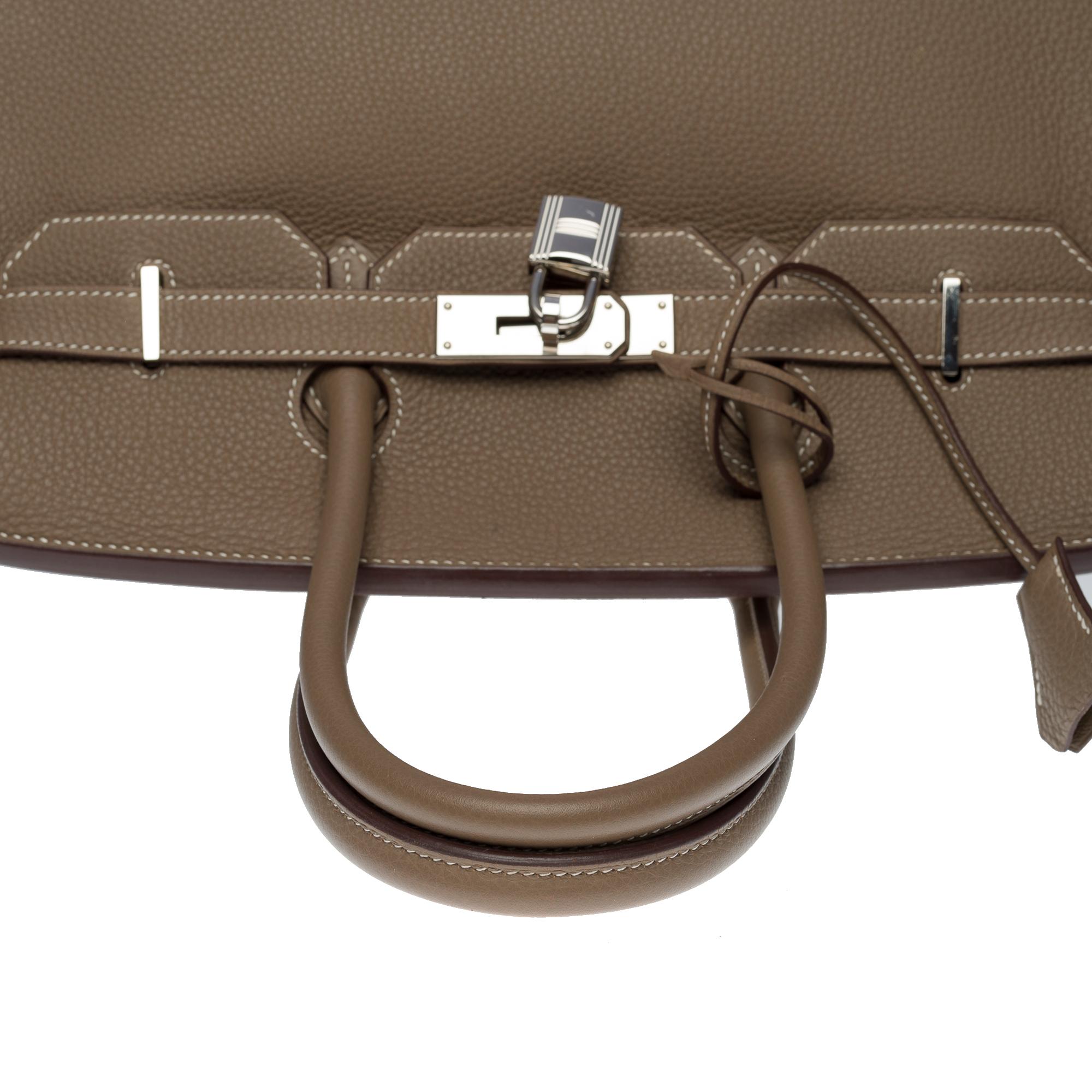 Stunning Hermès Birkin 35 handbag in étoupe Togo leather, SHW 1