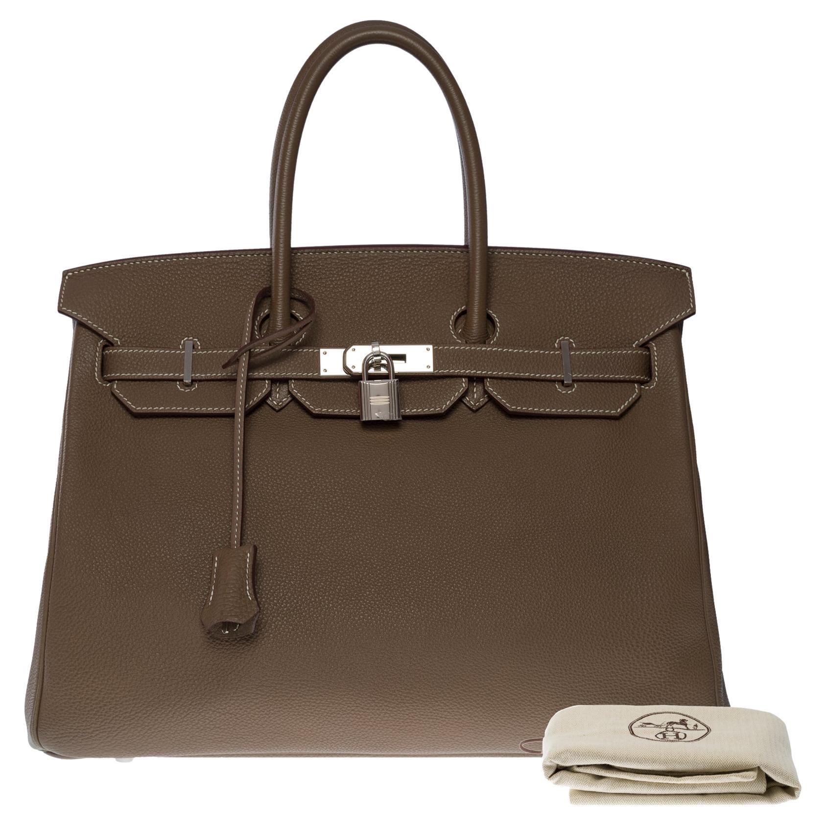 Stunning Hermès Birkin 35 handbag in etoupe Togo leather, SHW