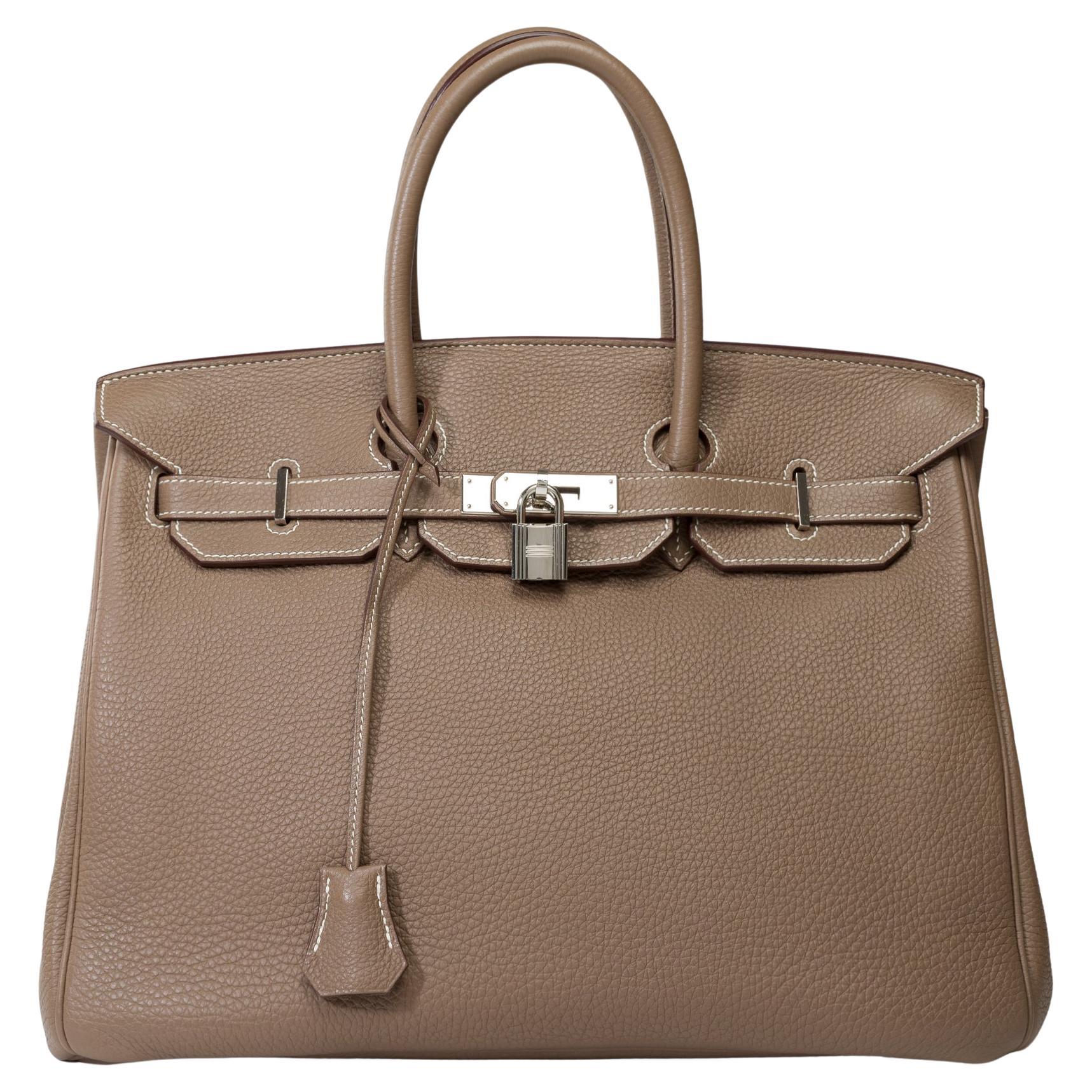 Stunning Hermès Birkin 35 handbag in etoupe Togo leather, SHW