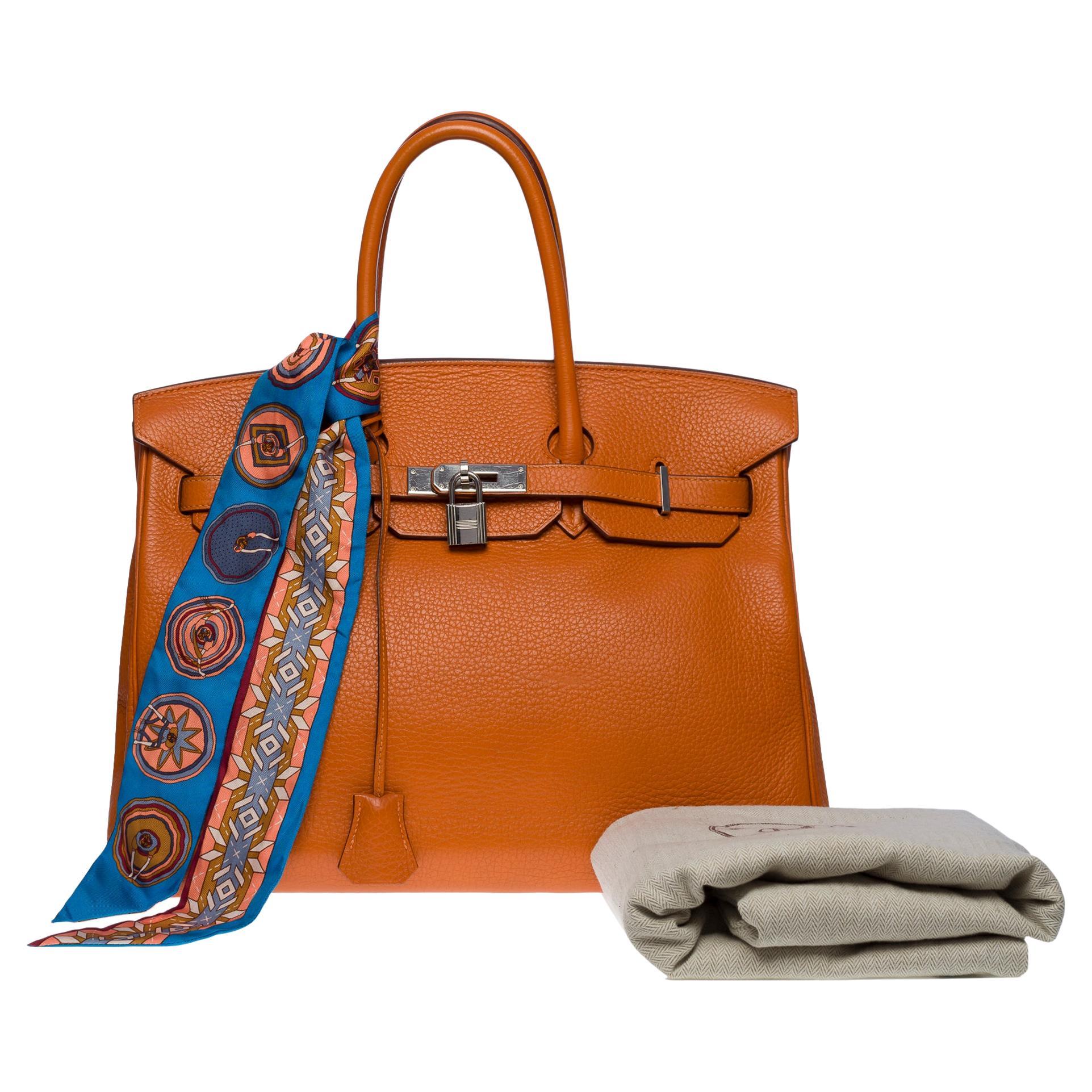 Stunning Hermès Birkin 35 handbag in Orange Togo leather, SHW