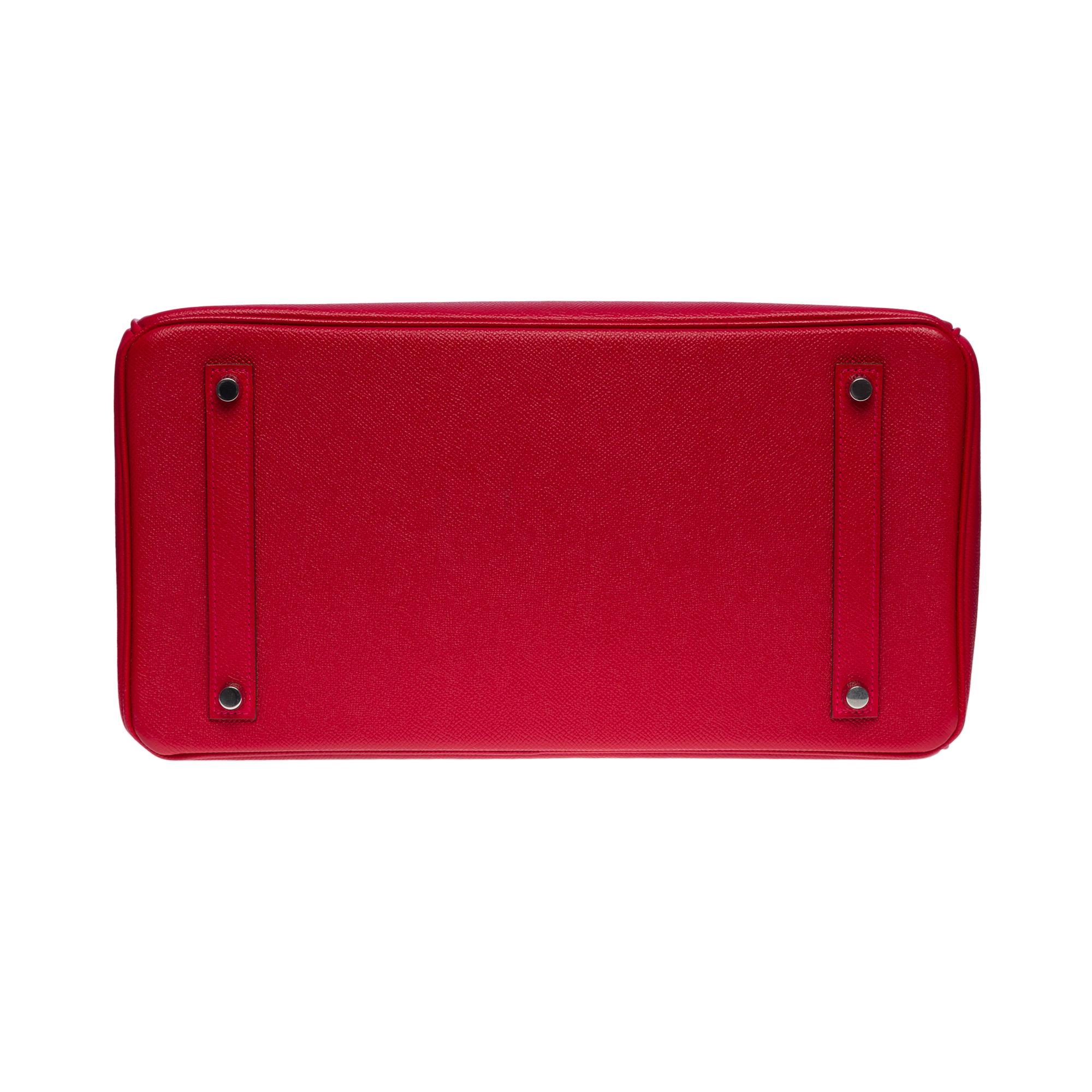 Stunning Hermès Birkin 35 handbag in Rouge Casaque Epsom leather, SHW 5