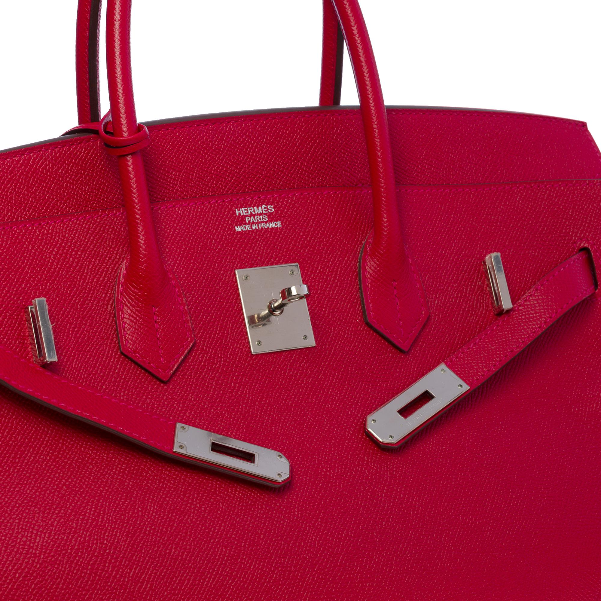 Stunning Hermès Birkin 35 handbag in Rouge Casaque Epsom leather, SHW 1