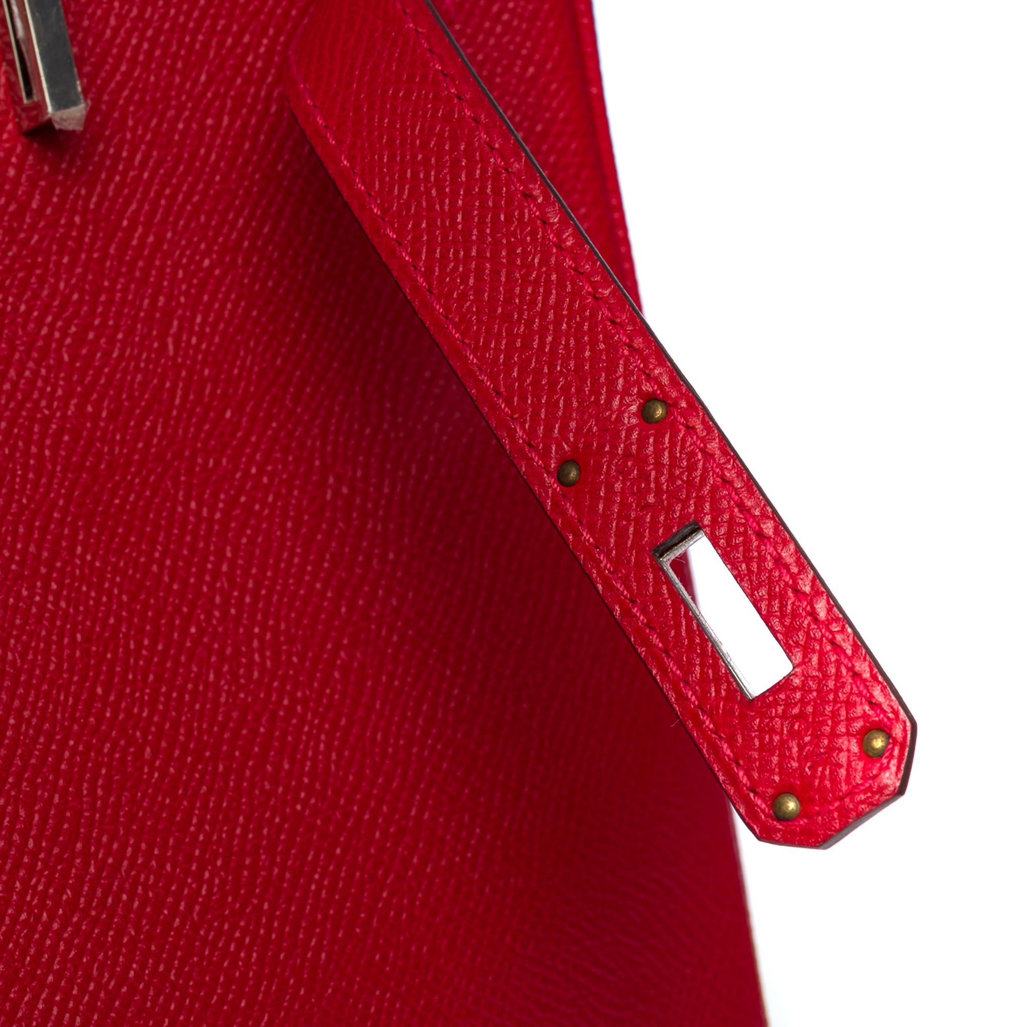Stunning Hermès Birkin 35 handbag in Rouge Casaque Epsom leather, SHW 2