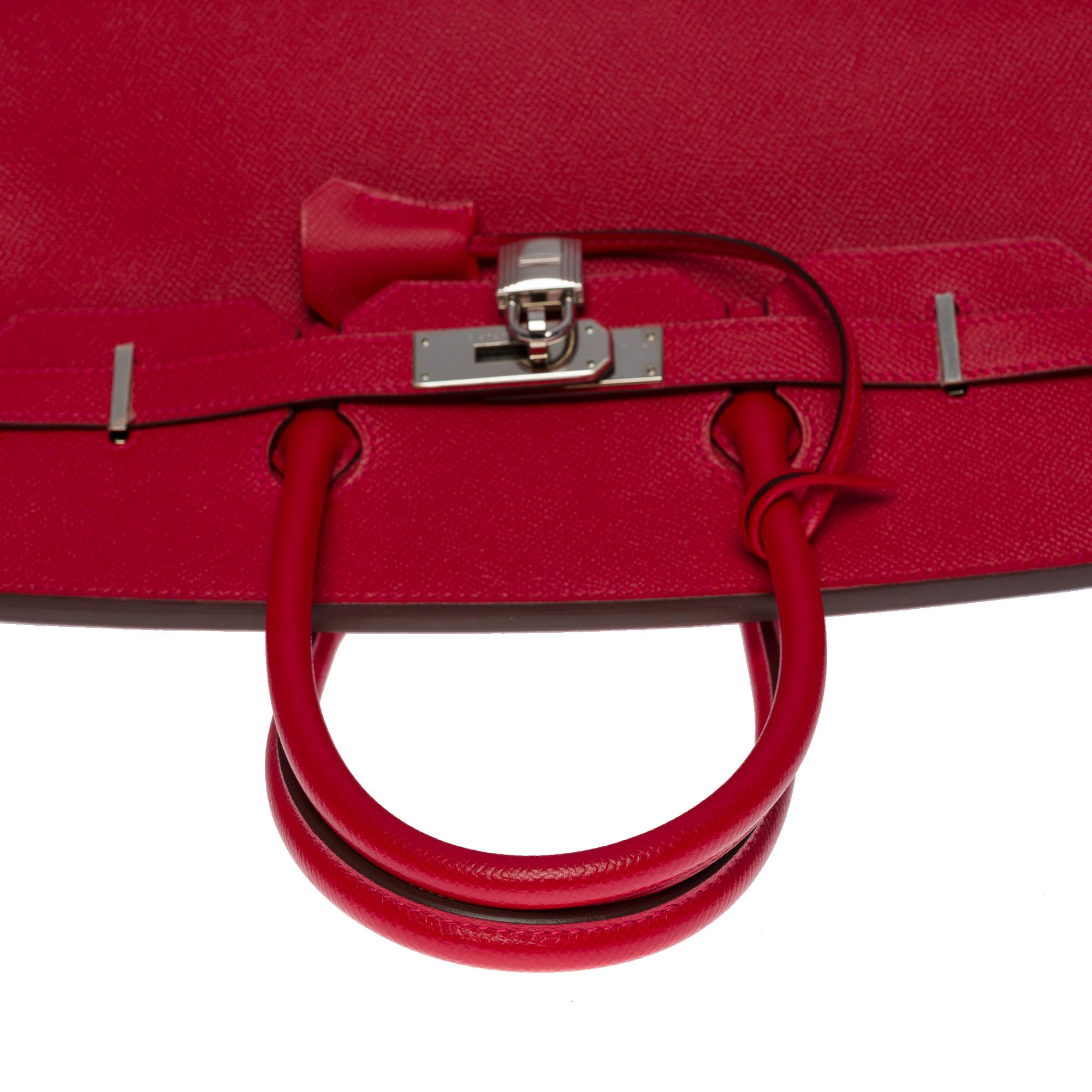 Stunning Hermès Birkin 35 handbag in Rouge Casaque Epsom leather, SHW 4