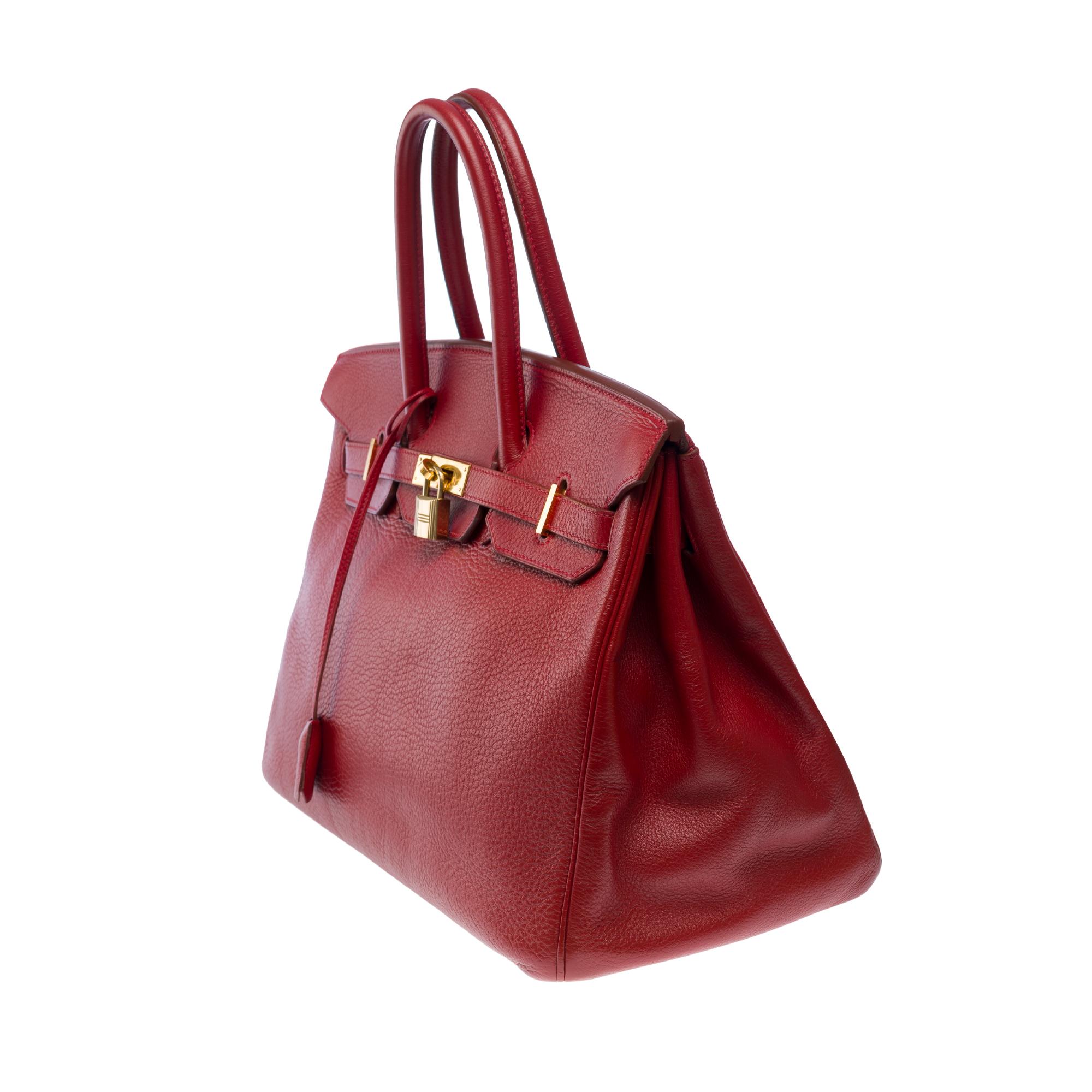 Atemberaubende Hermès Birkin 35 Handtasche in Rouge Garance Togo Leder, GHW im Zustand „Gut“ im Angebot in Paris, IDF