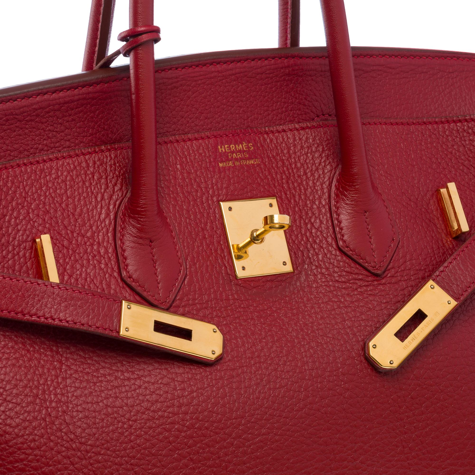 Atemberaubende Hermès Birkin 35 Handtasche in Rouge Garance Togo Leder, GHW im Angebot 1