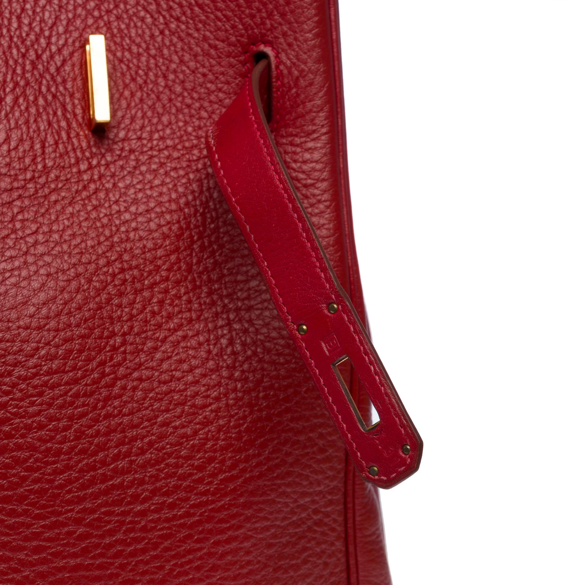 Stunning Hermès Birkin 35 handbag in Rouge Garance Togo leather, GHW For Sale 2