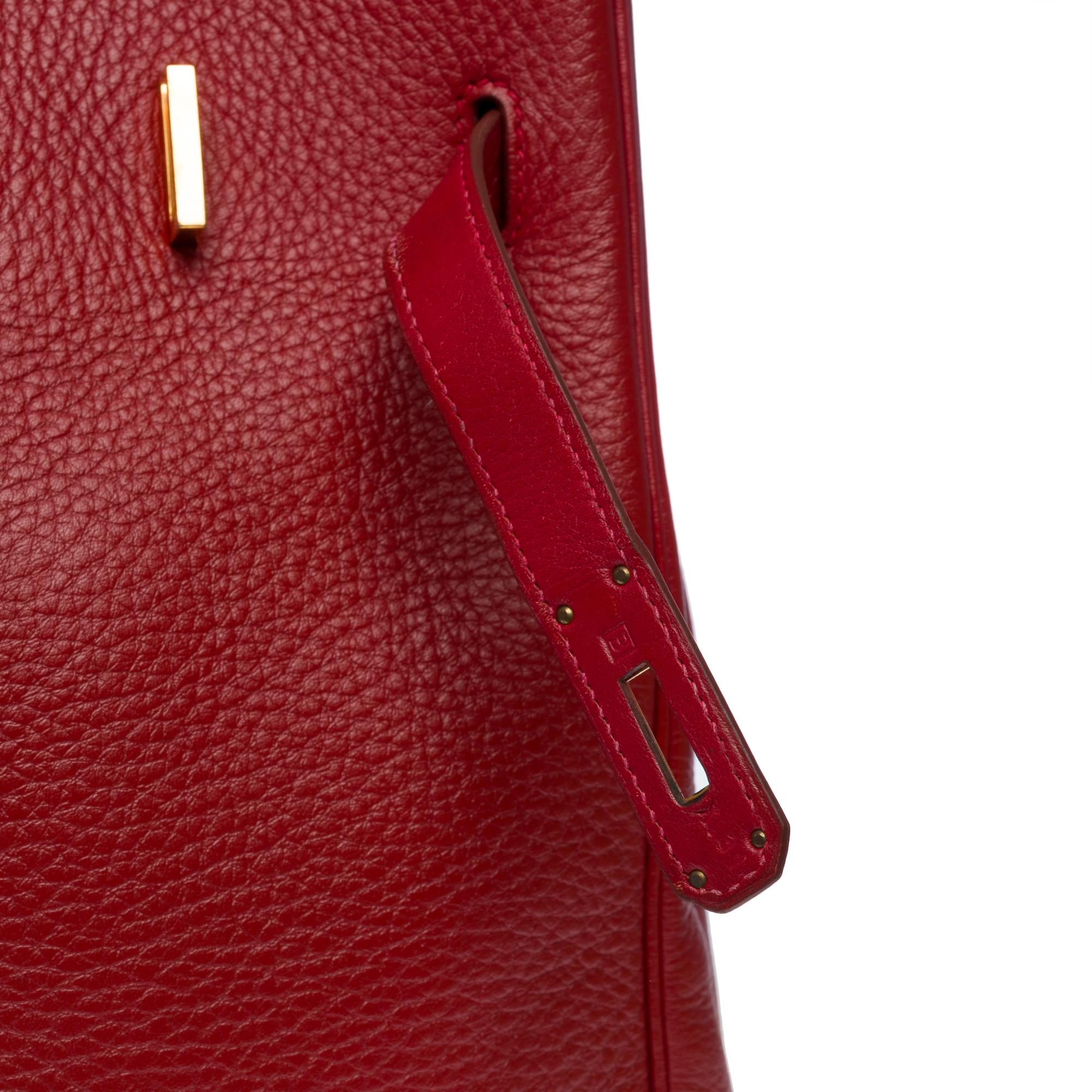Stunning Hermès Birkin 35 handbag in Rouge Garance Togo leather, GHW 1