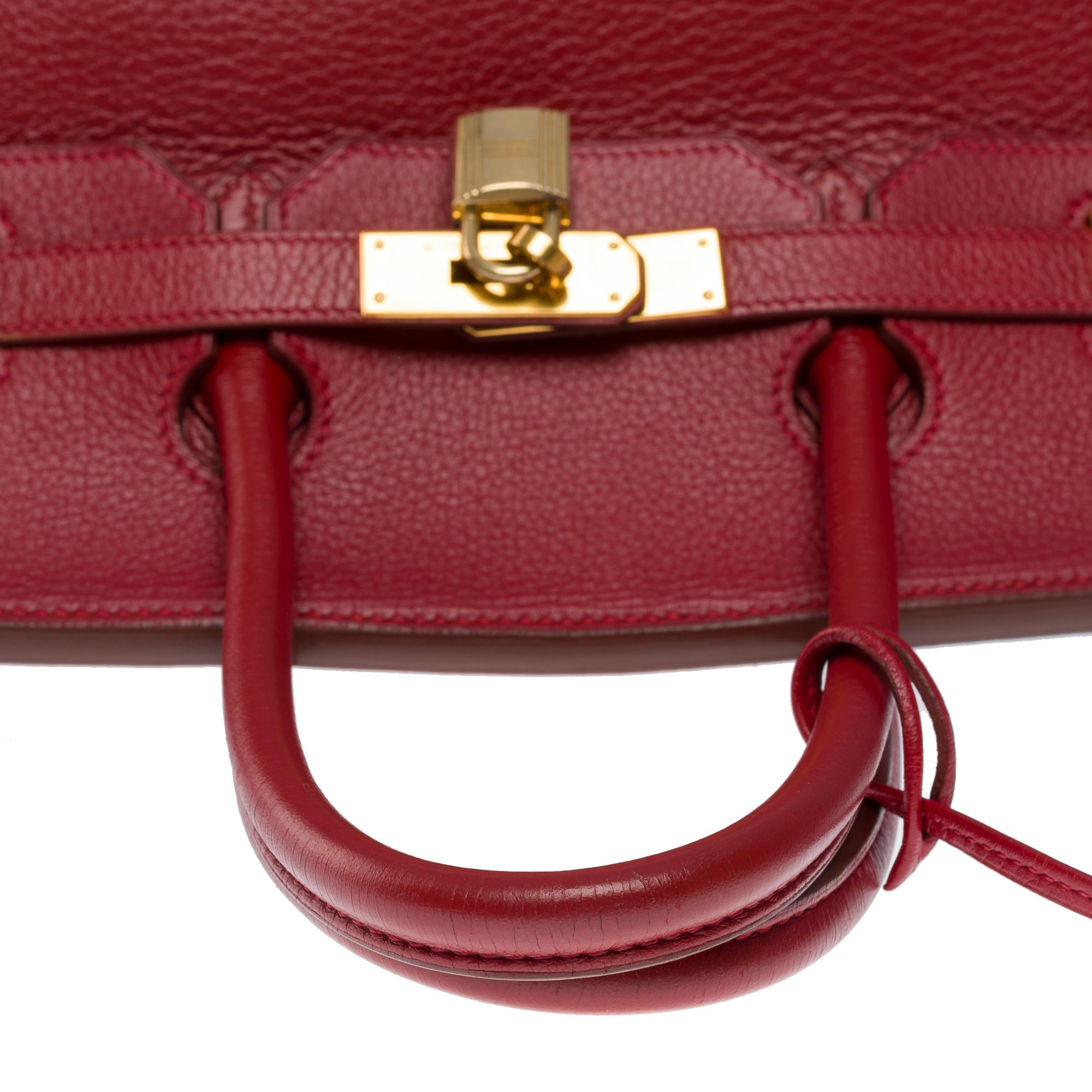 Stunning Hermès Birkin 35 handbag in Rouge Garance Togo leather, GHW For Sale 4